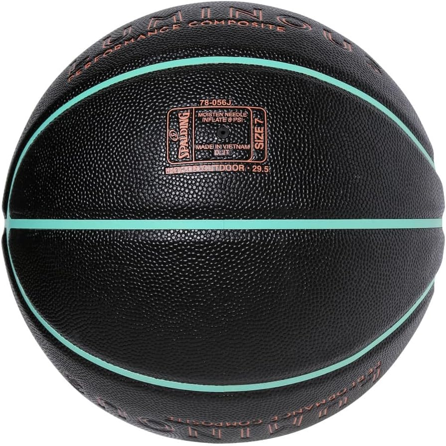 Spalding 78-056J Basketball Luminous Composite Black X Salmon X Mint No. 7 Ball image number 6