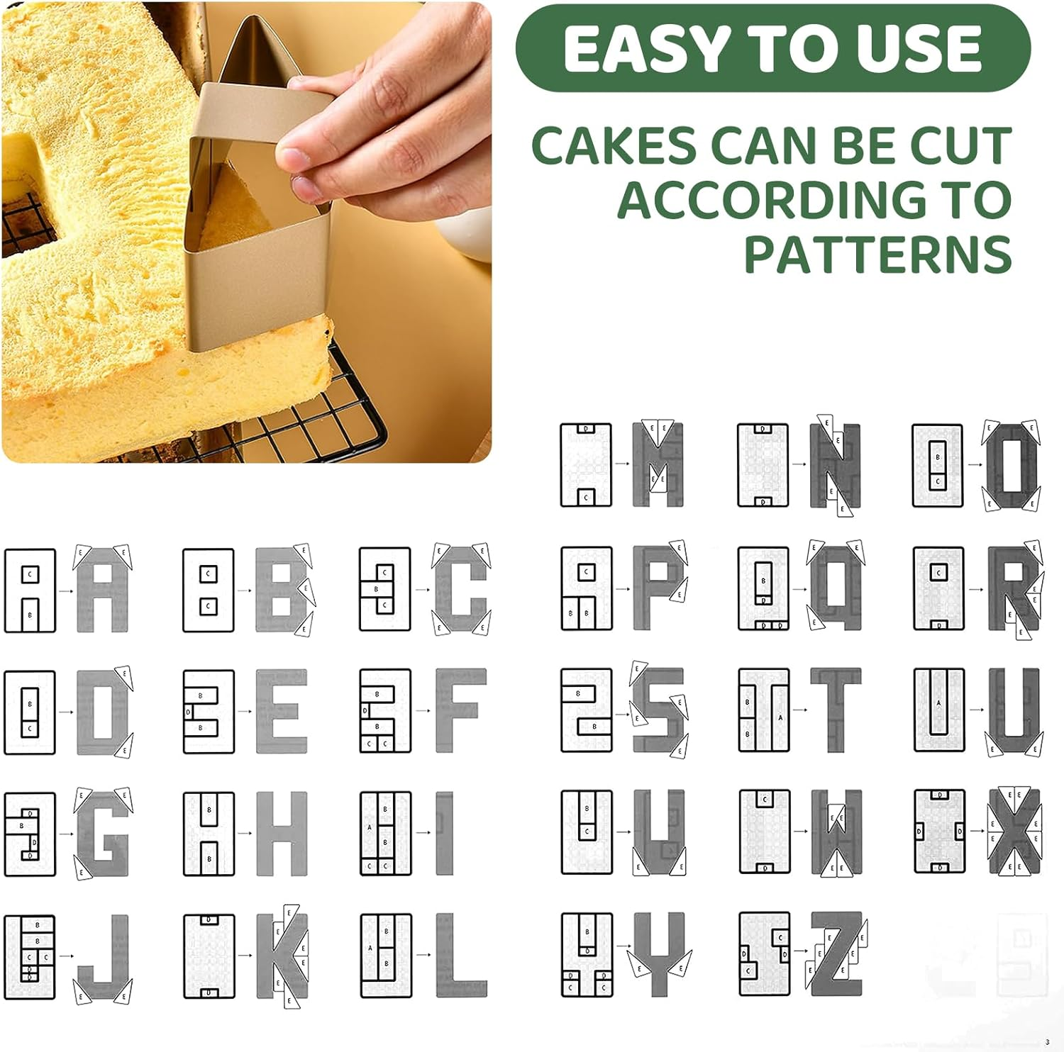 Letters and Numbers Adjustable Bakeware, Birthday Cake Mold, Novelty Cake Pans, Carbon Steel Non-Stick Cake Pan 10 Piece Set (Black) image number 2