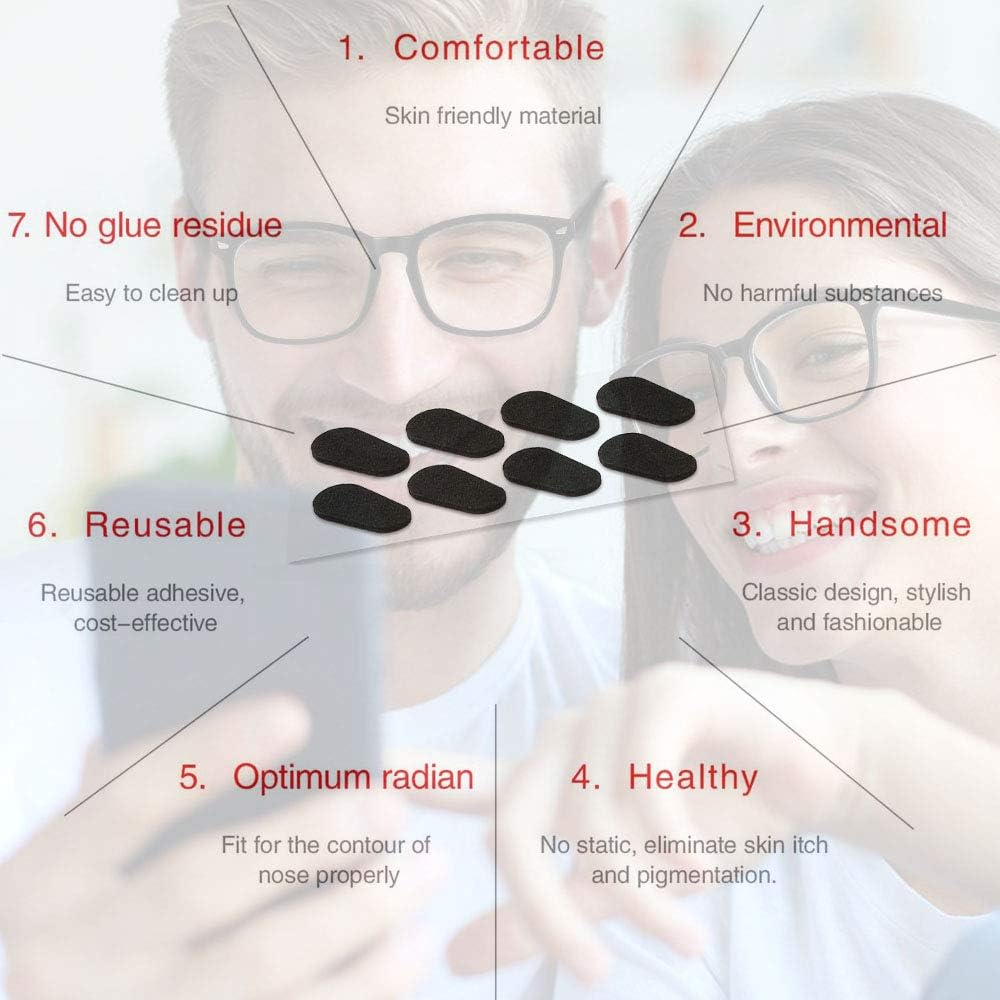 Soft Foam Nose Pads Self Adhesive Non-Slip Eyeglass Nose Pads, Thin Nosepads for Eyeglasses Sunglasses Glasses,12Pairs,1.5Mm Black image number 5