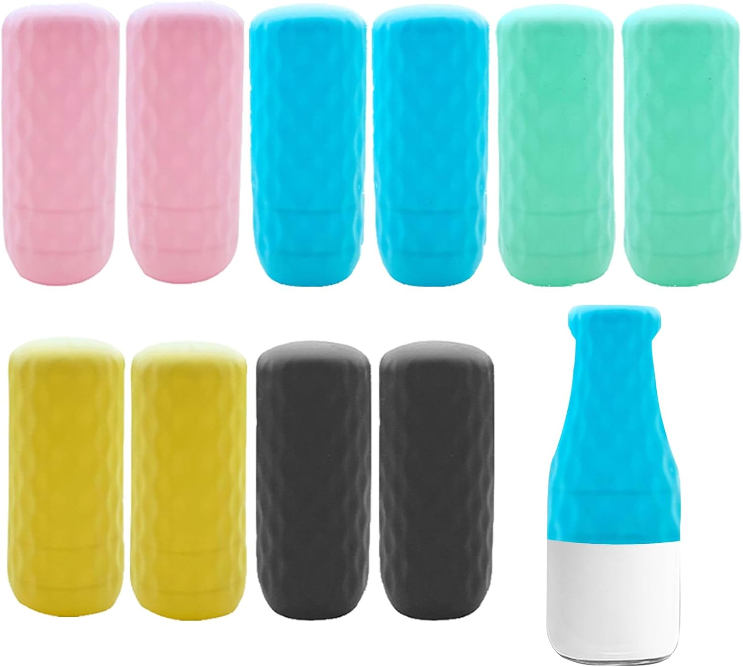 10Pcs Silicone Bottle Covers, Silicone Elastic Sleeves for Travel Cruise Ship Essentials Travel Size Toiletries Leak Proof Sleeves for Most Travel Bottle (5 Colors) image number 3