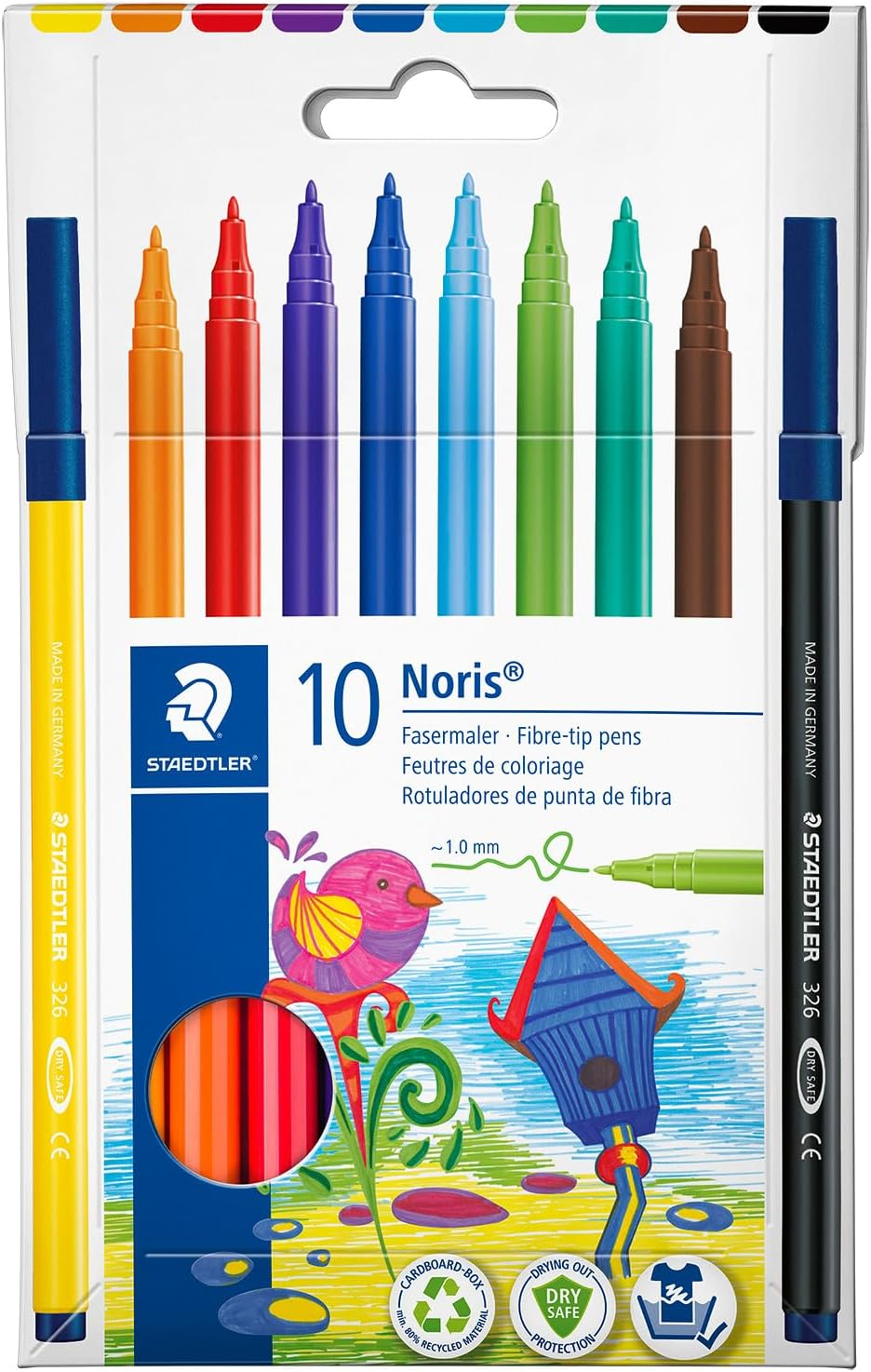 Staedtler Noris Fibre-Tip Pens 10-Pieces, Assorted image number 2