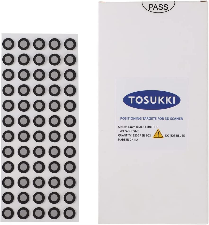 6Mm Positioning Targets with Black Contour for 3D Scaner,3D Scanning Markers/Dots/Stickers，Reference Point Markers/Reflection Markers/For 3D Scaning and Optical Tracking（1200 per Box）