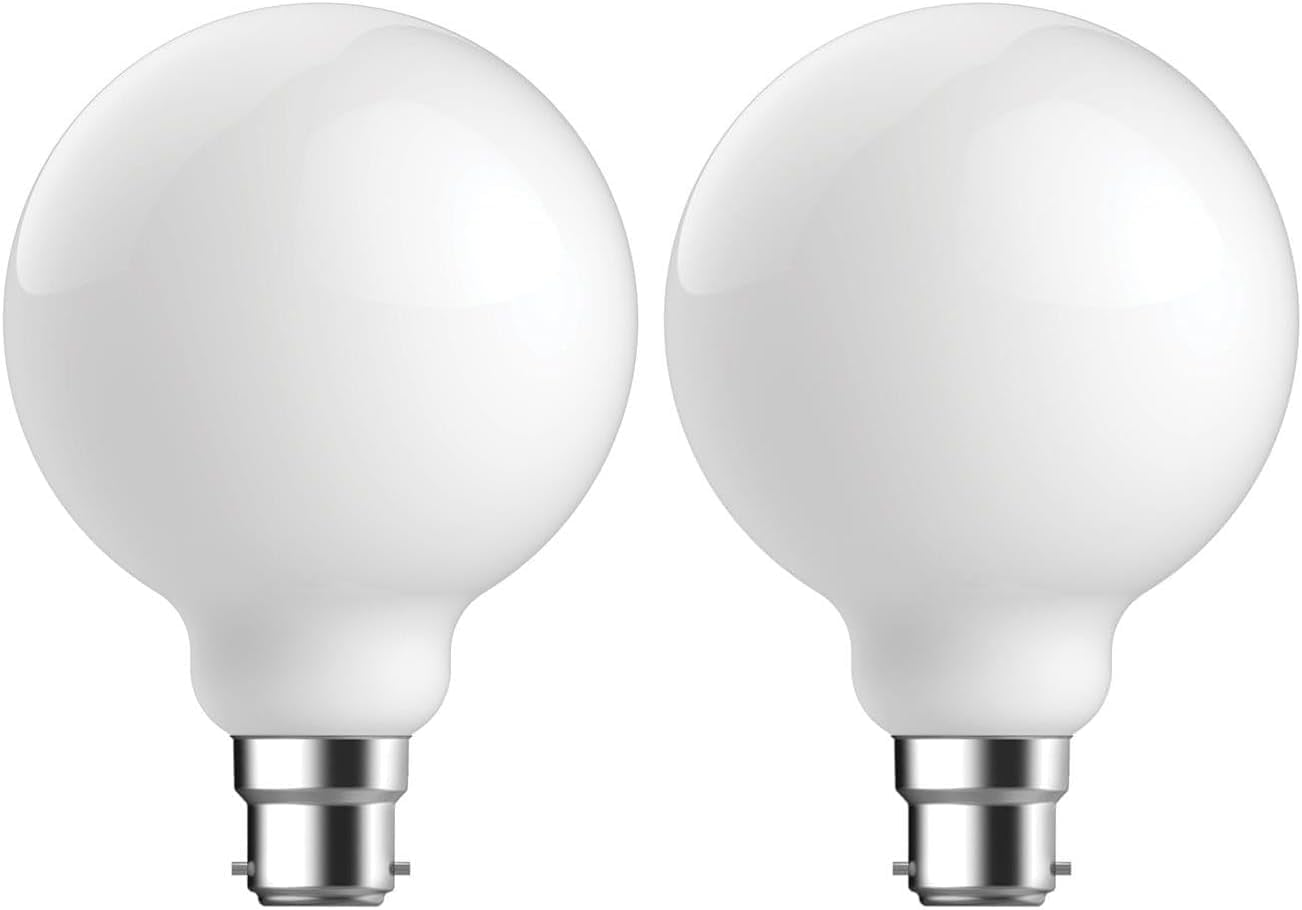 Domus Lighting G95 8.5W B22 2700K Dimmable LED Filament Light, Frosted (Pack of 2) image number 1