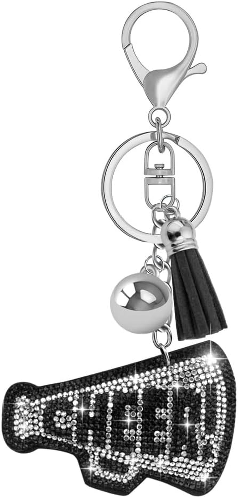 Rhinestone Cheer Keychain for Women Girls Cheerleader Cheer Gifts for Team Cheerleading Stuff Glitter Sparkly Bag Charms