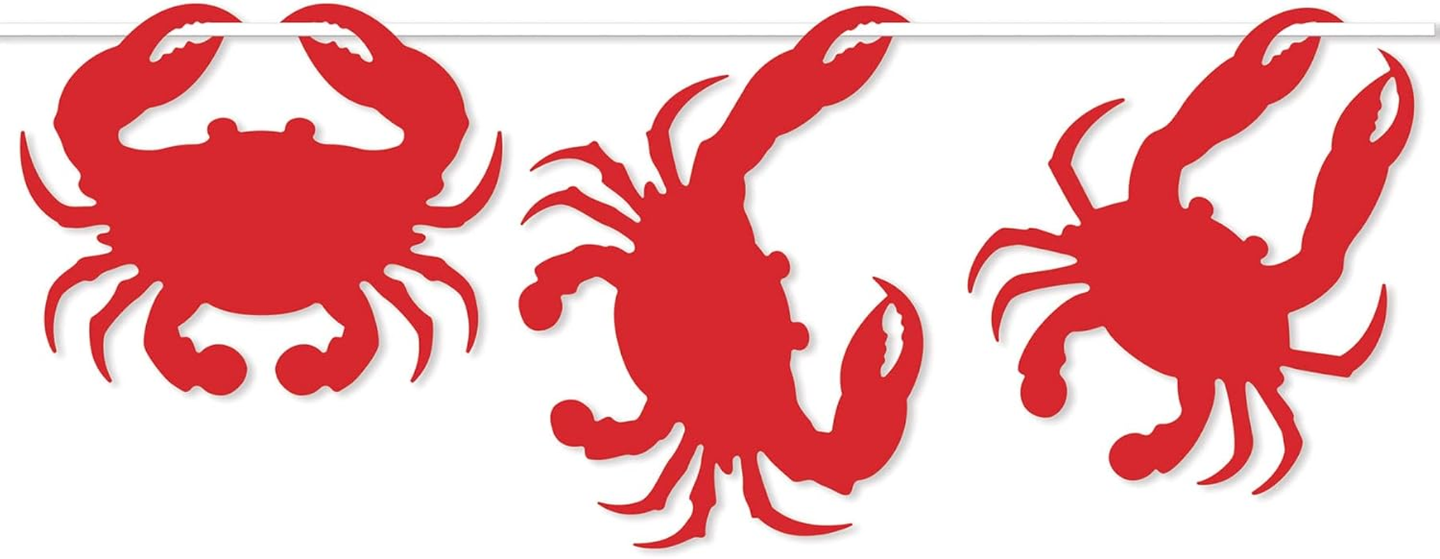 Beistle 2 Piece Crab Decorations Banners for Luau Theme Nautical Beach D&eacute;cor under the Sea Party Supplies, 8" X 6', Red image number 4