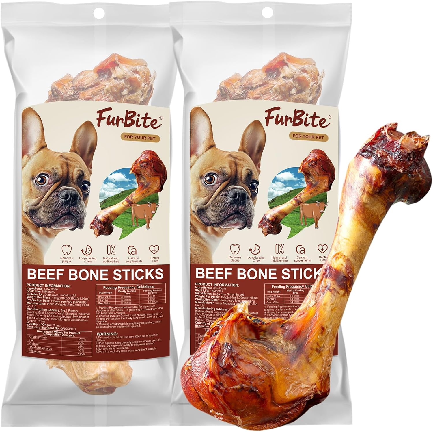 2-Pack Giant Beef Bones - Long-Lasting Chew Treats for Large Dogs | Grass-Fed Beef Bone for Heavy Chewers, Teeth-Cleaning (2PC) image number 5