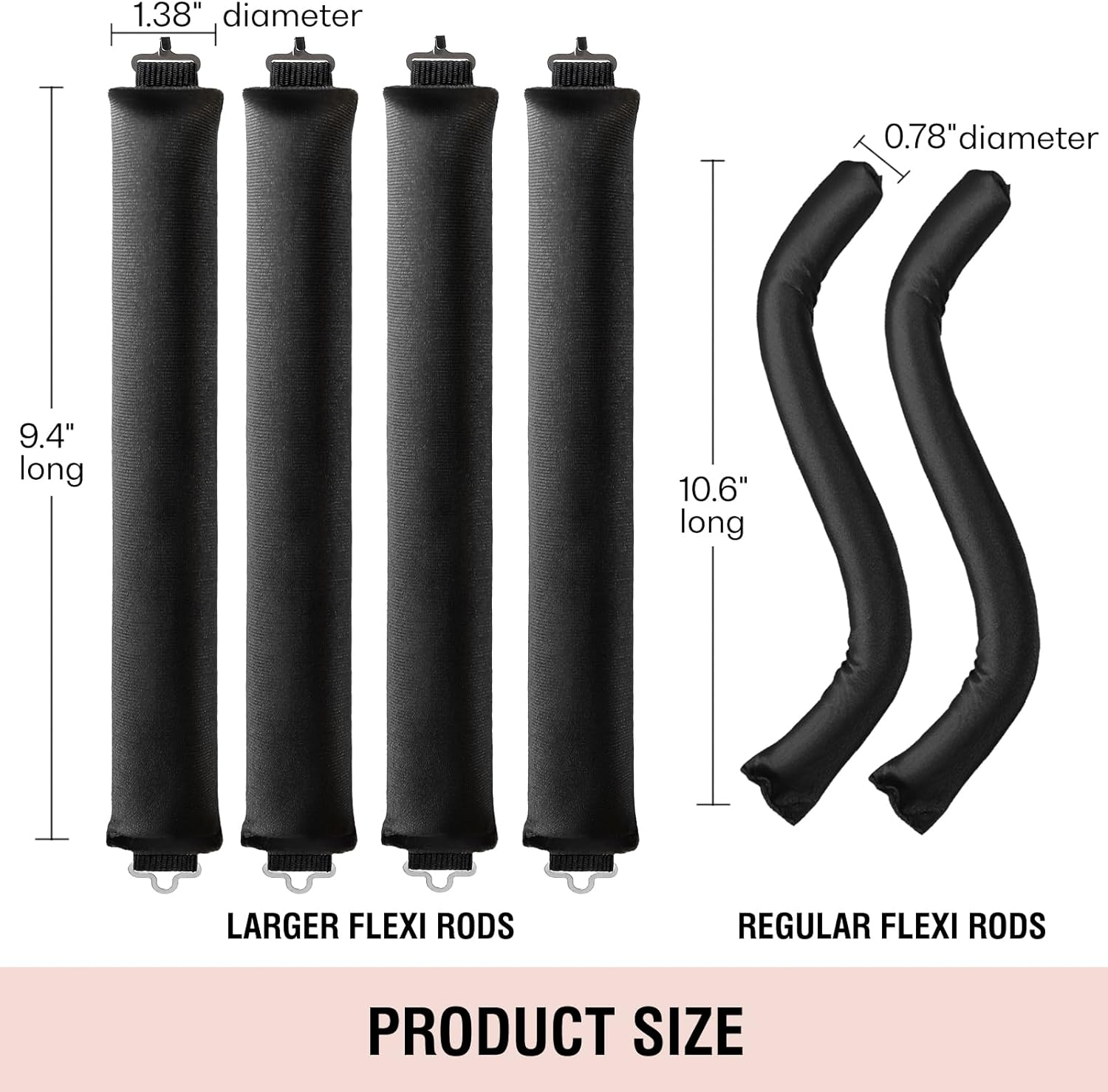 Heatless Hair Curler, Flexi Rods with Hook, Heatless Curling Rod for All Hair Types, No Heat Curlers to Sleep In, Heatless Curls for Blowout Hair(4 Rods) - Brown image number 6