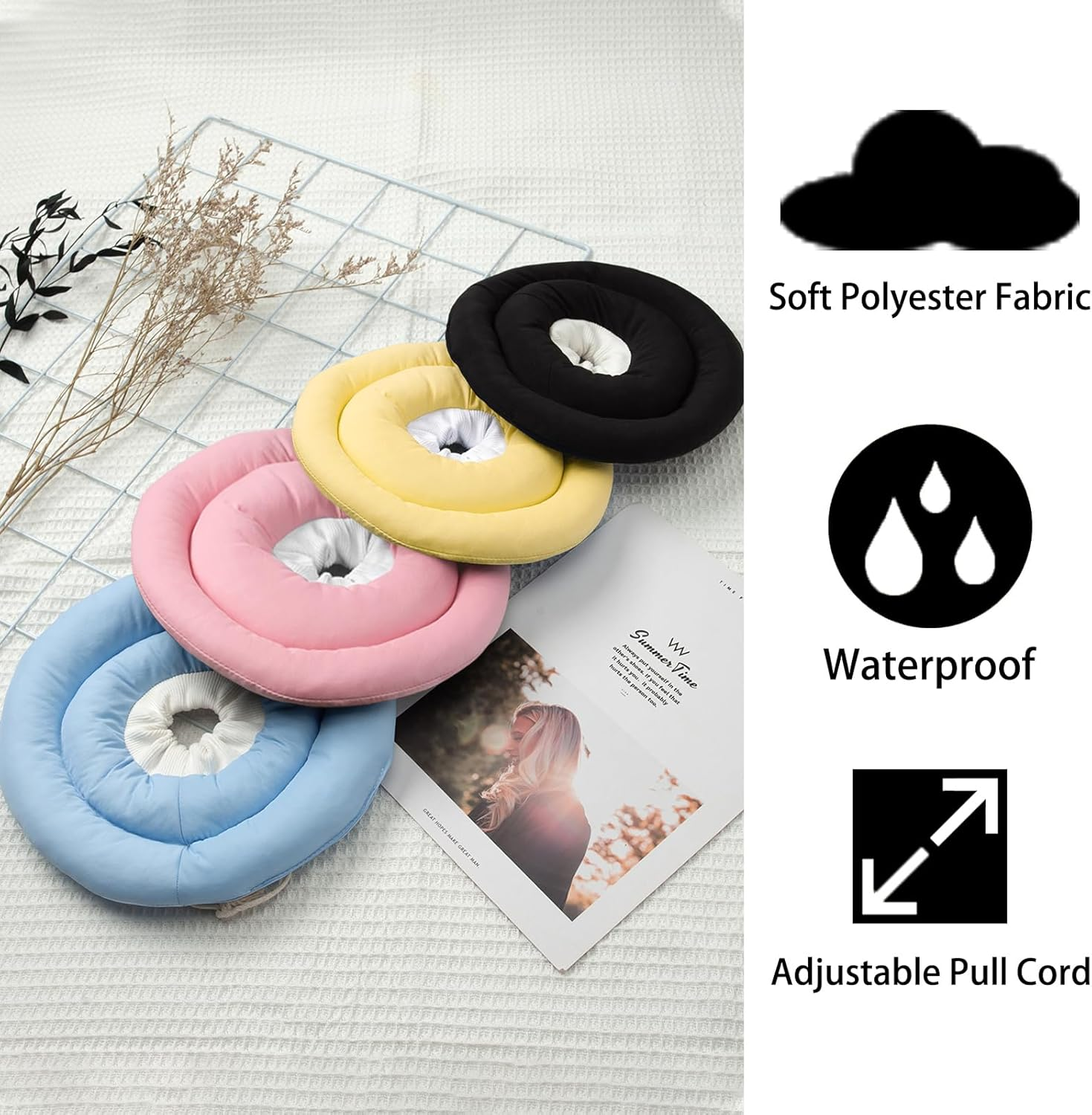 OHCOZZY Cat Collar with Adjustable Waistband, Soft Cat Collar with Anti-Leak Function, after Surgery Pet Protective Collar (Size M, Pink) image number 4