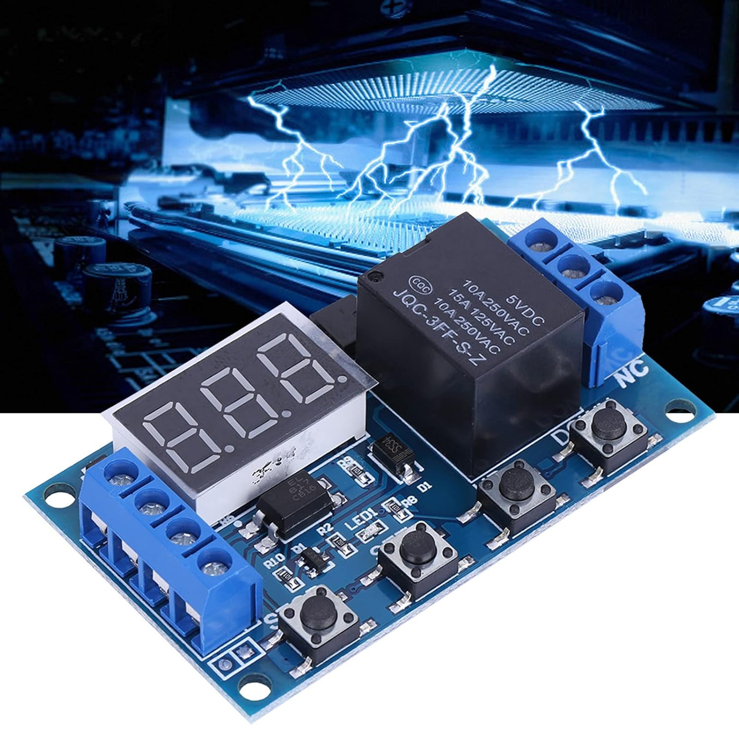 6V~30V Delay On/Off Cycle Timer Relay Switch Module with Digit LED Display, High Voltage Level, Industrial Level Circuit Board, DC 30V 5A Load Capacity, 1 X Timer Switch image number 5