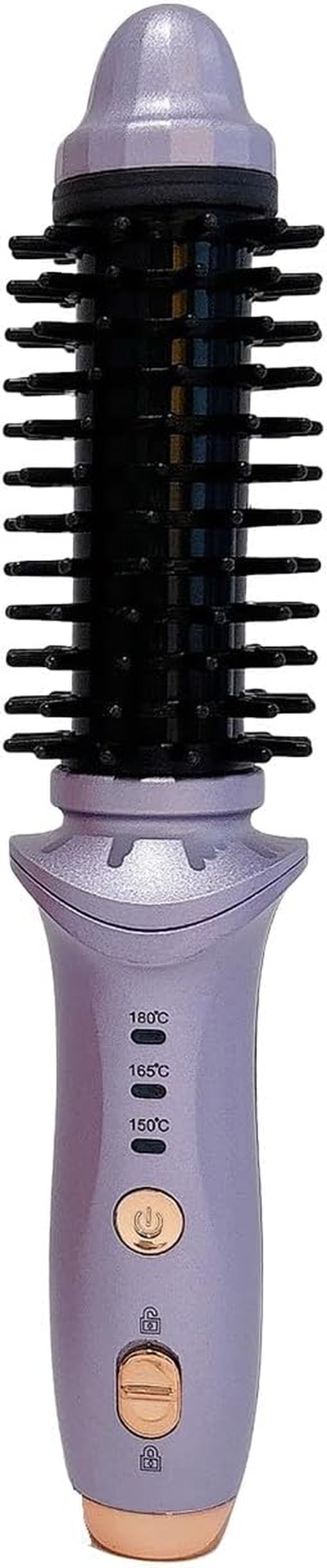 Cordless Heated round Brush for Travel, Mini Thermal Curling Iron for Short Hair USB Rechargeable Small Barrel Volume Heat Styling Curling Brush for Men and Women Curly Straight Hair (Purple) - Black image number 4