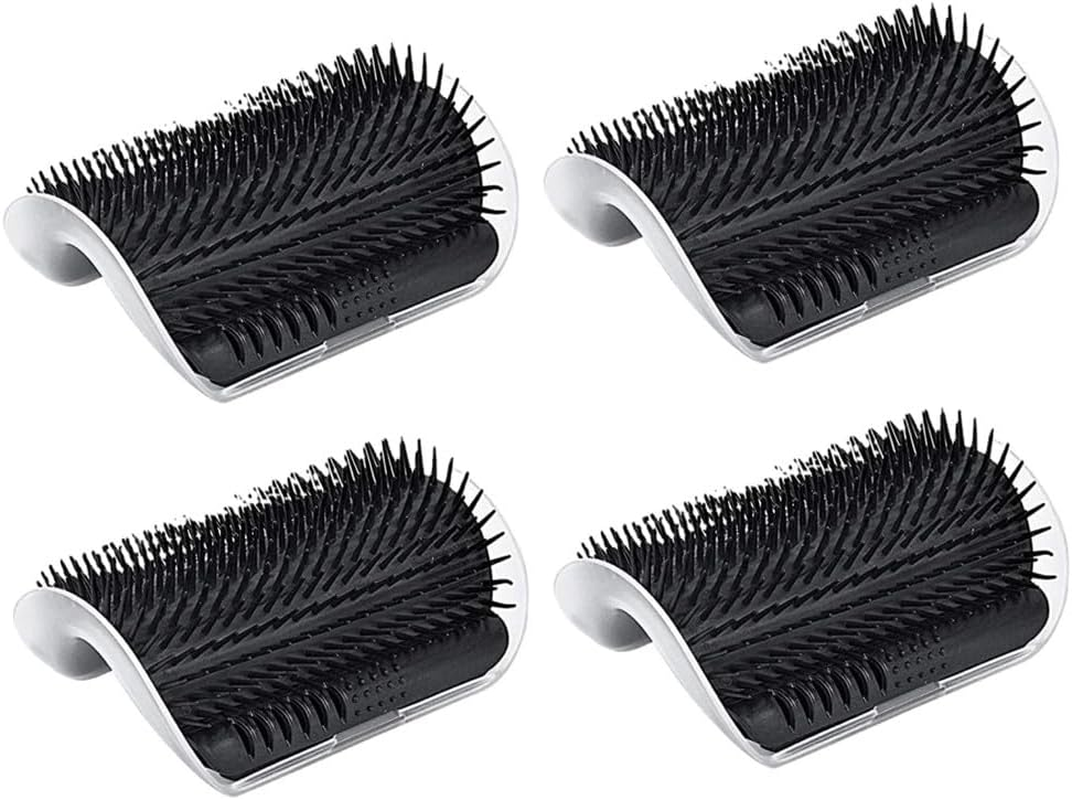 Changyeah Pack of 4 Soft Cat Brush, Massage Corner Cat Pet, Wall Corner Cat Brush, Cat Toy with Catnip, Massage Corner for Cats, for Massaging Fur Removal (Black) image number 1