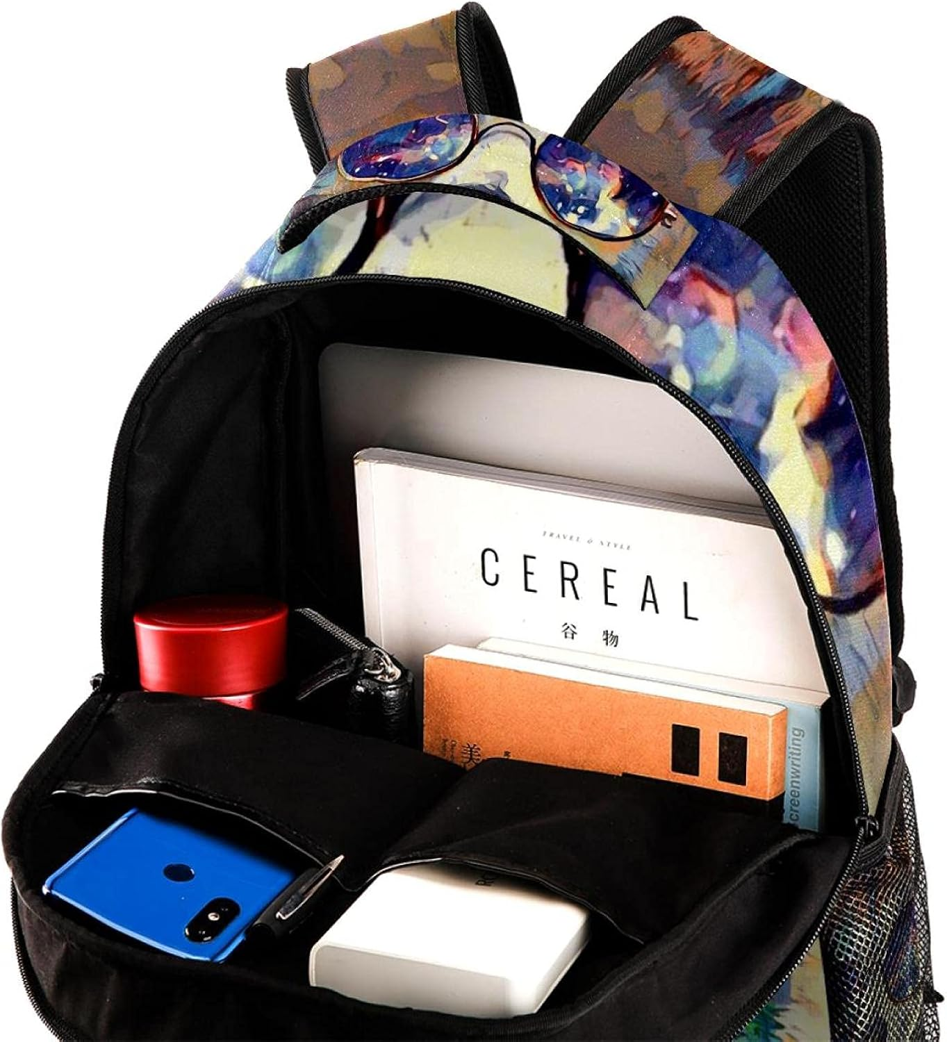 Funny Husky Dog with Sunglasses Backpack Students Shoulder Bags Travel Bag College School Tote Backpacks image number 5