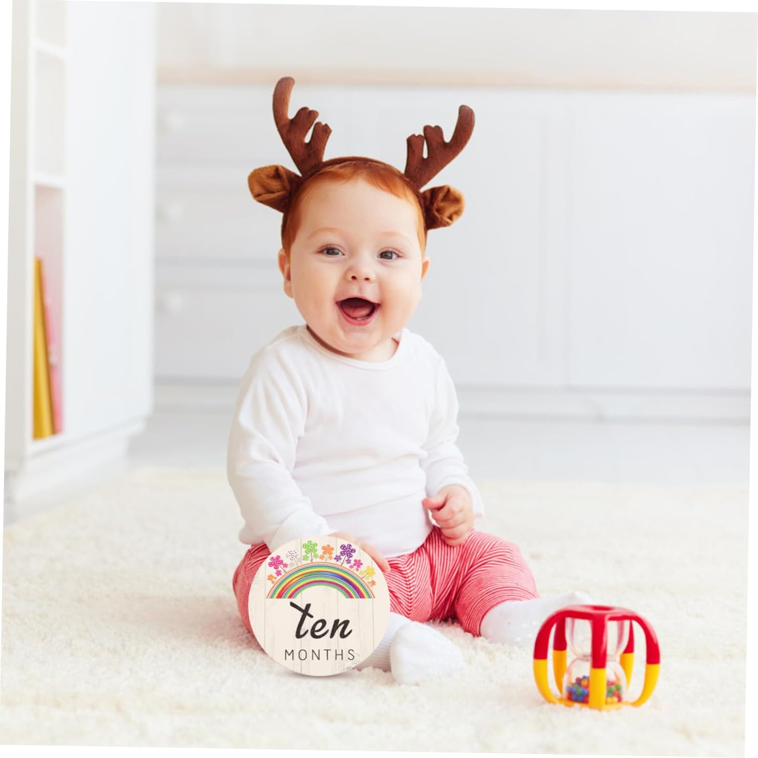 14Pcs Wooden Monthly Milestone Cards for Newborns Year Gifts Milestone Cards Supplies image number 5