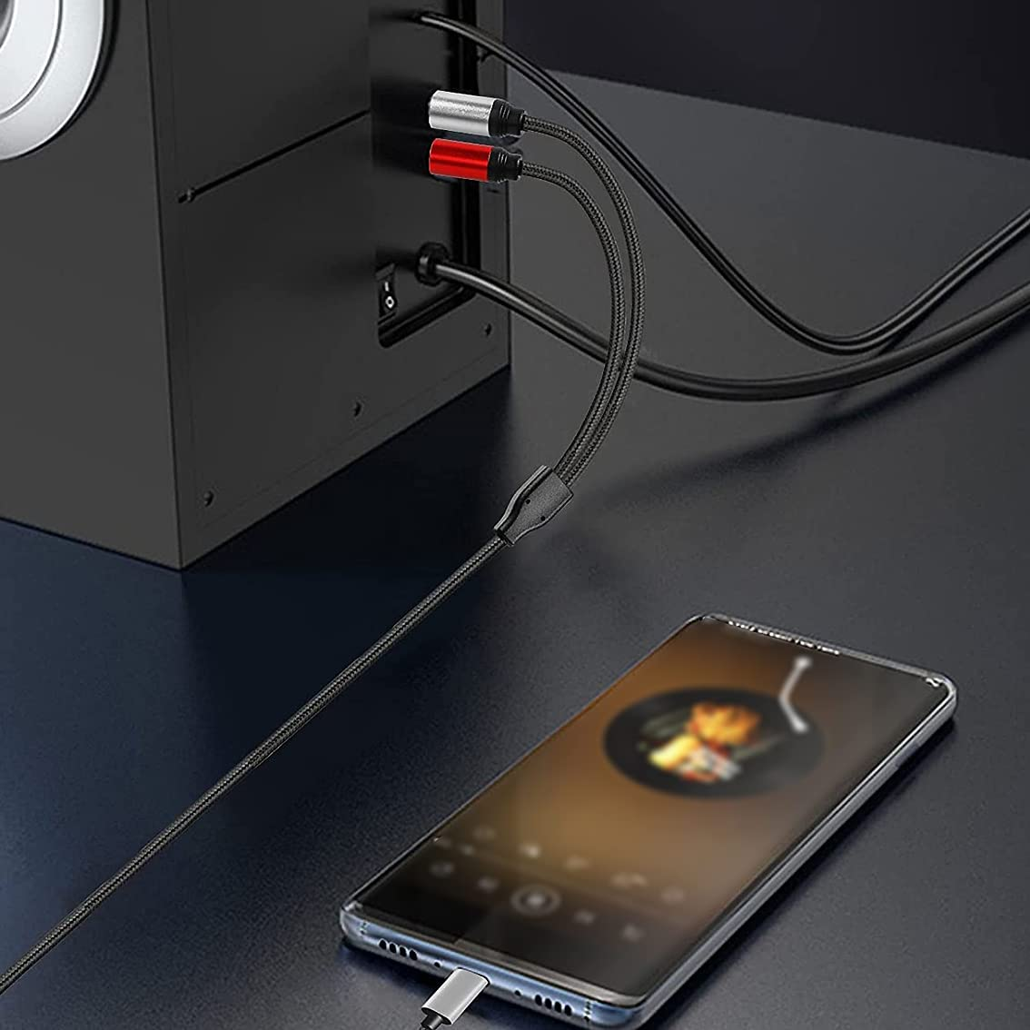 Tunghey USB C to 2 RCA Audio Cable, Type-C to RCA Male to Male Y RCA Splitter, 2RCA Jack USB-C Audio Cable for Phone, Tablet, Home Theater, DVD, Amplifier, Speaker, Car Stereo (5M) - 3M image number 3