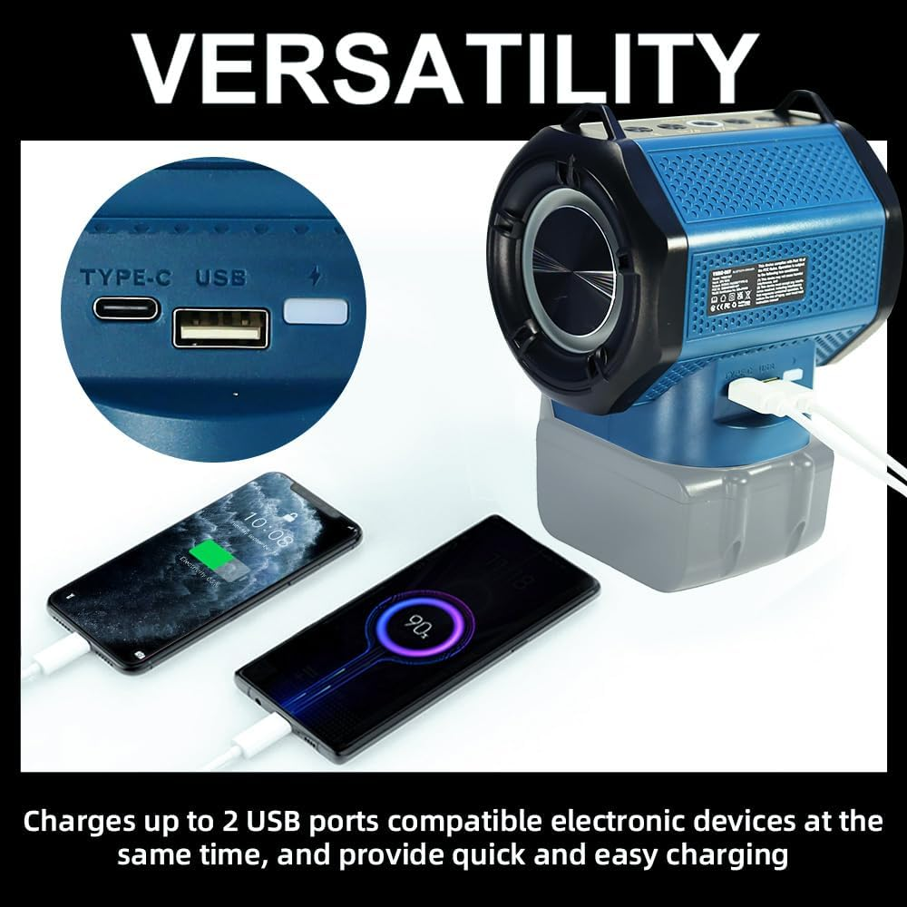 JANRI Bluetooth Portable Speaker Compatible with Makita LXT 18V Battery. Work for Jobsite,Outdoor,Camping,Party,Home, Women, with USB Type-C,Green image number 5