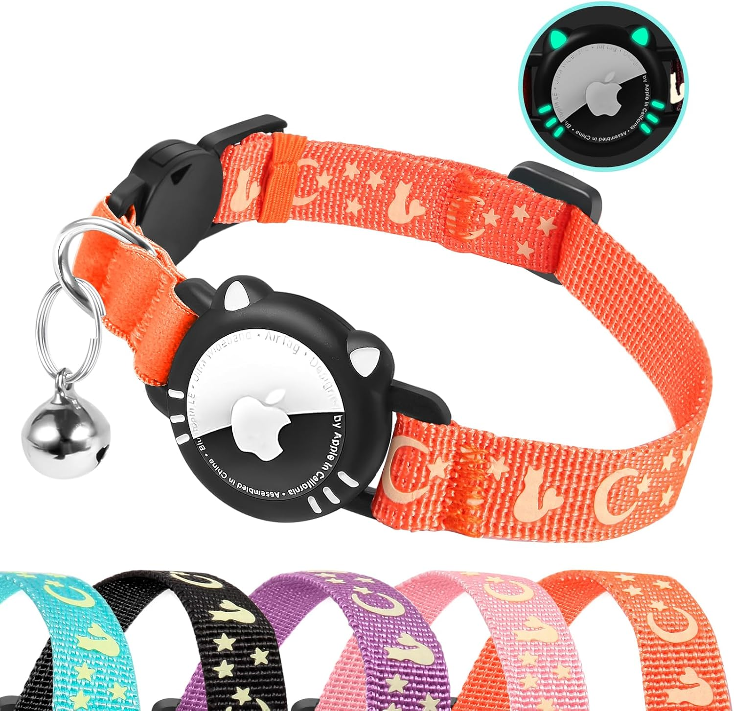 Agoumlux Airtag Cat Collar Compatible with Apple Air Tag with Reflective Safety Buckle for Kitten
