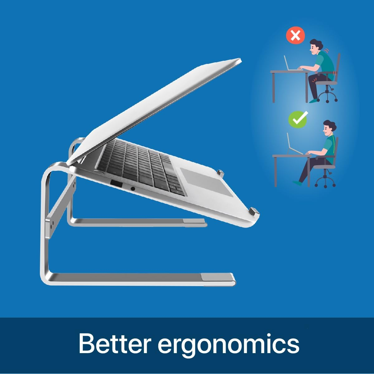 MMOBIEL Laptop Stand Tall - Riser 10 to 18 Inches - Ventilated Laptop Holder Universal - Stand for Desk Compatible with Macbook, Notebook, ASUS and More - Incl. Tools - Aluminum image number 5