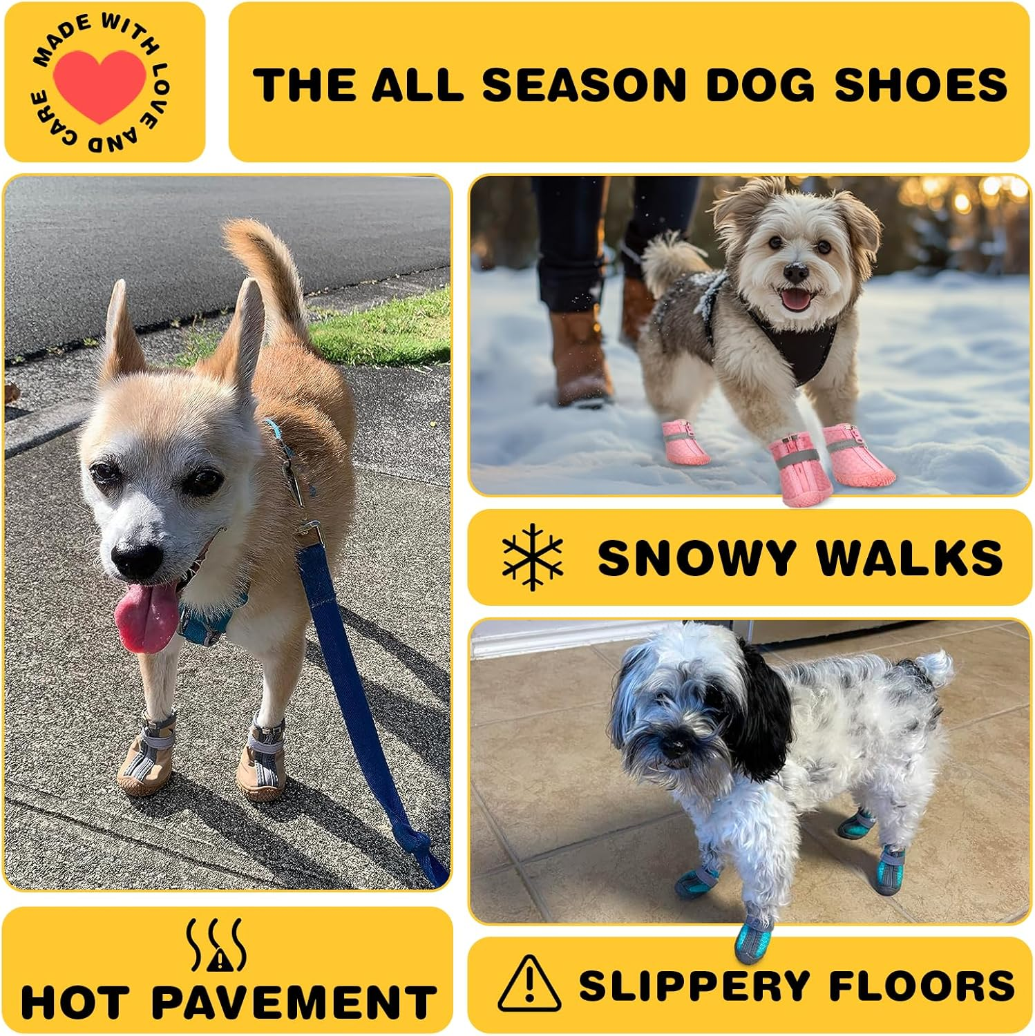 Hcpet Dog Shoes for Small Dogs, Dog Boots & Paw Protectors for Hot Pavement Winter Snow Hiking, Anti-Slip Dog Booties for Hardwood Floor Black Size 5 image number 3