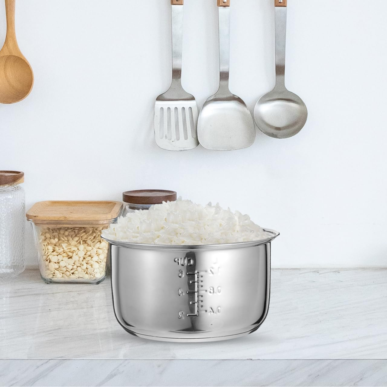 Amosfun 3L Electric Rice Cooker Inner Pot Stainless Steel Nonstick Universal Fit Easy to Clean Material image number 6