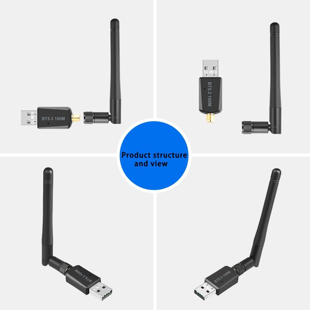 Super Long Range Bluetooth 5.3 Pro USB Adapter for PC Supports Windows 11/10/8.1/7, 5.3+EDR Bluetooth Wireless for Desktop, Laptop, Printers, Keyboard, Mouse, Headsets, Speakers image number 6