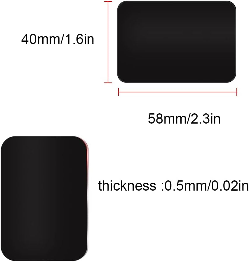 [8 Pack] Magnetic Car Mount Holder Metal Plates, TIQUS 40X58Mm Black Rectangle Universal Replacement Mount Metal Plate Kit with Adhesive for Magnetic Car Mount Cell Phone Holder image number 6
