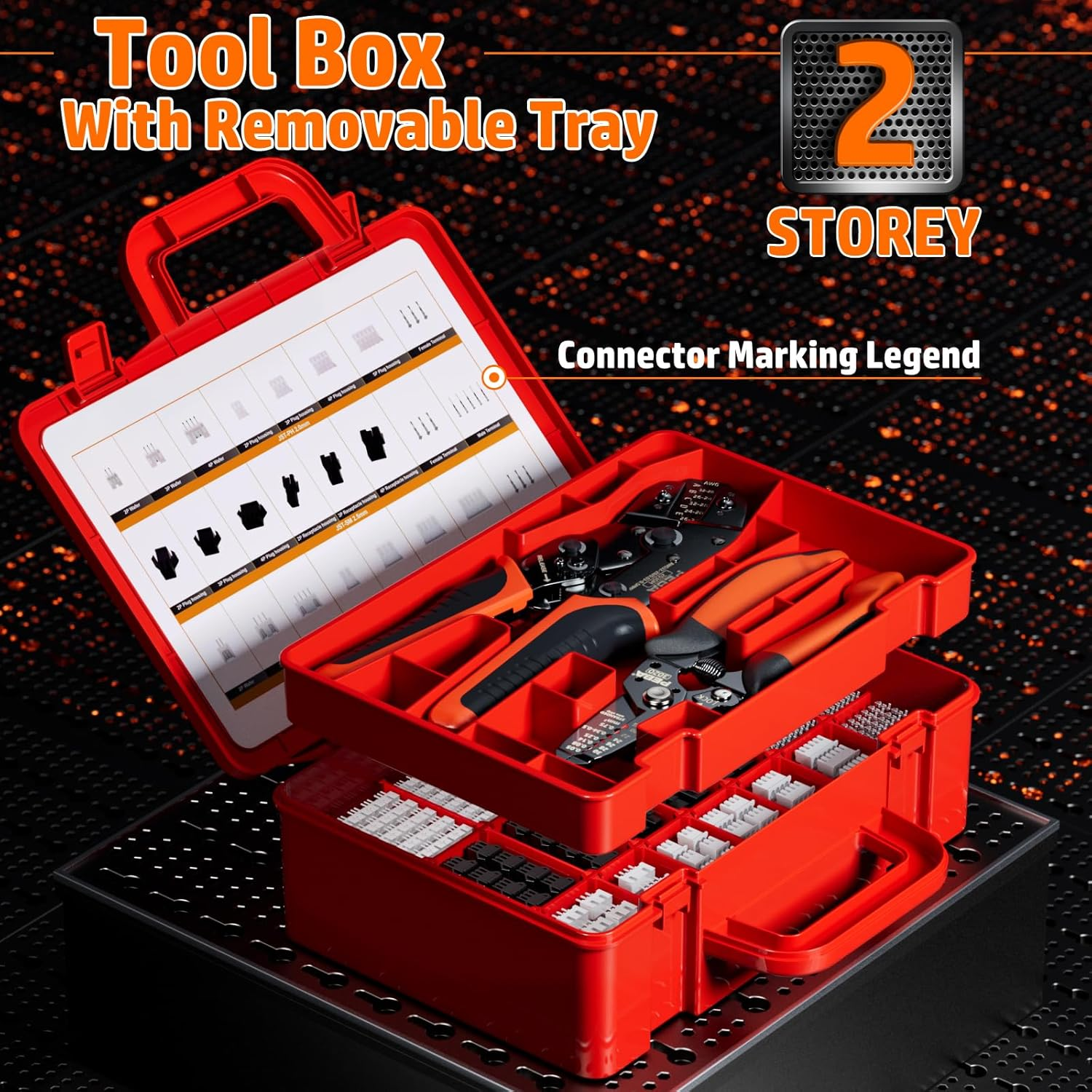 PEBA JST Crimping Tool, Ratcheting Crimper for Micro Connector Pin with 24 Styles JST-SM/JST-XH/JST-PH 2.0Mm Connector Kit, AWG32-20 Crimping Pliers for JST Series,Dupont, Molex,Kf2510 Connectors