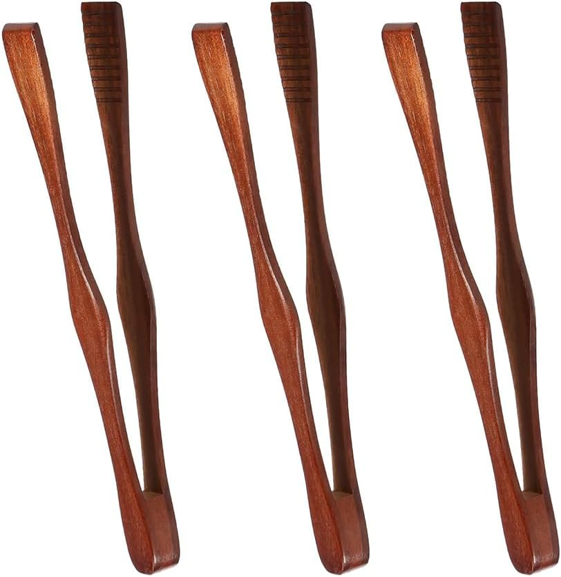 3 Pcs Wooden Toaster Tong,Reusable,Ergonomic, Portable, Lightweight Multipurpose Kitchen Tongs for Cooking and Holding Toast image number 4