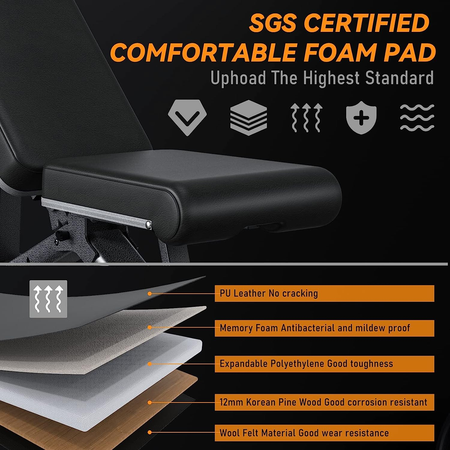 Foldable Weight Bench - Adjustable Bench for Full Body Workout, Fully Upright Backrest Design, Multi-Purpose Incline Decline Bench - 2026 Version Black image number 3