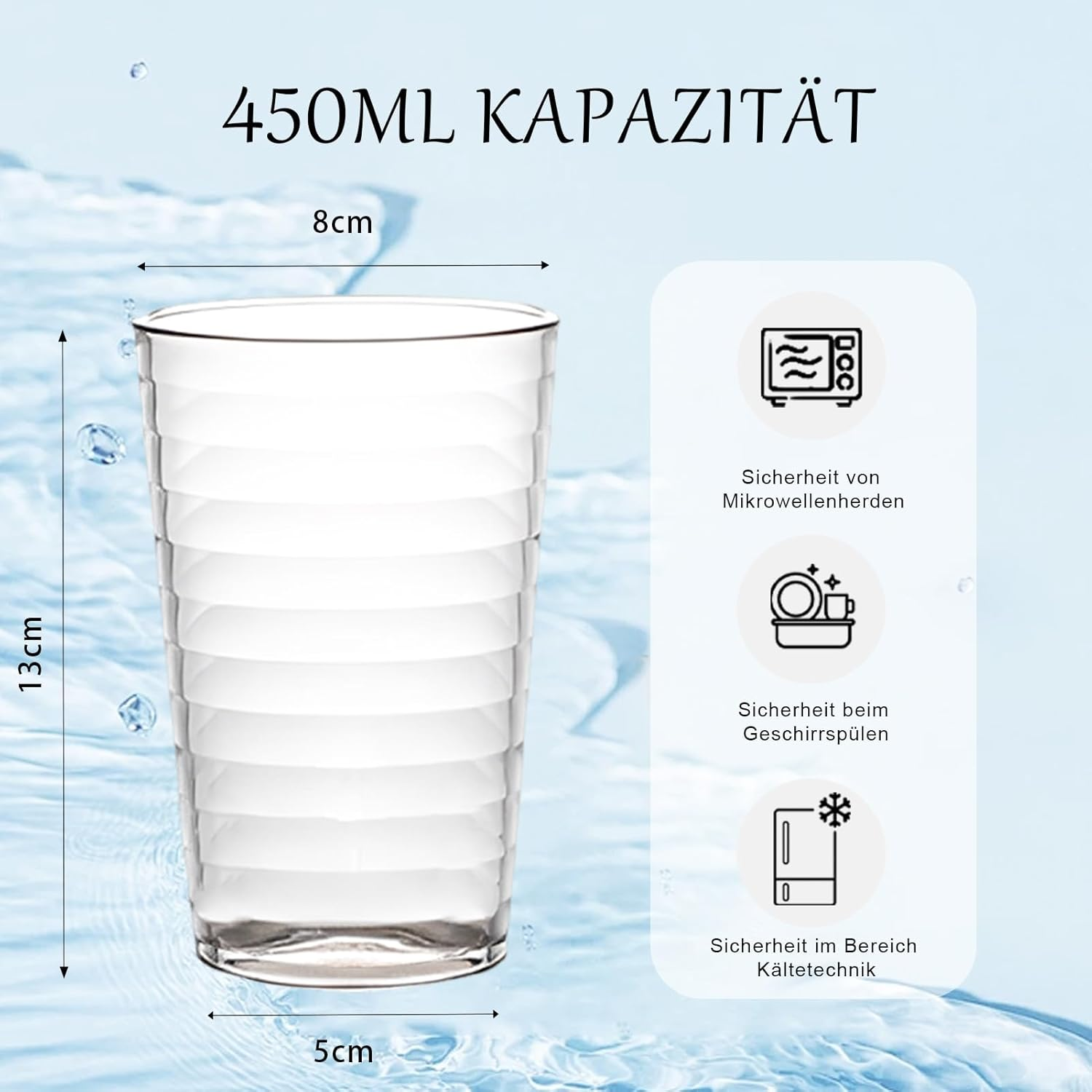 Henrrida Stackable Camping Cup Drinking Cup Set of 5, 450 Ml Plastic Cups Reusable for Camping Garden, Party, Outdoor, Home Party Drop-Proof, Dishwasher Safe 15 Oz (Colour) image number 1