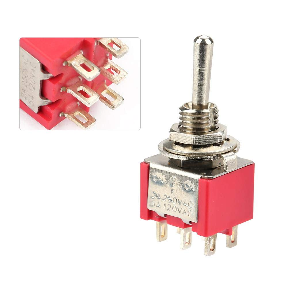10Pcs Momentary Toggle Switch On-Off-On 3 Position Momentary Toggle Switch DPDT 6-Pin 6Mm 2A/250VAC 5A/120VAC image number 2