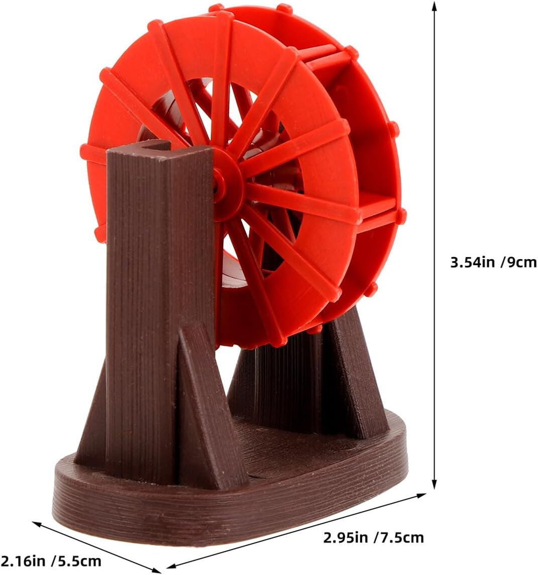 2Pcs Aquarium Water Features Fish Tank Rotating Water Wheel Mini Fountain for Zen Garden Bonsai Home Decor DIY Landscape Accessory Red