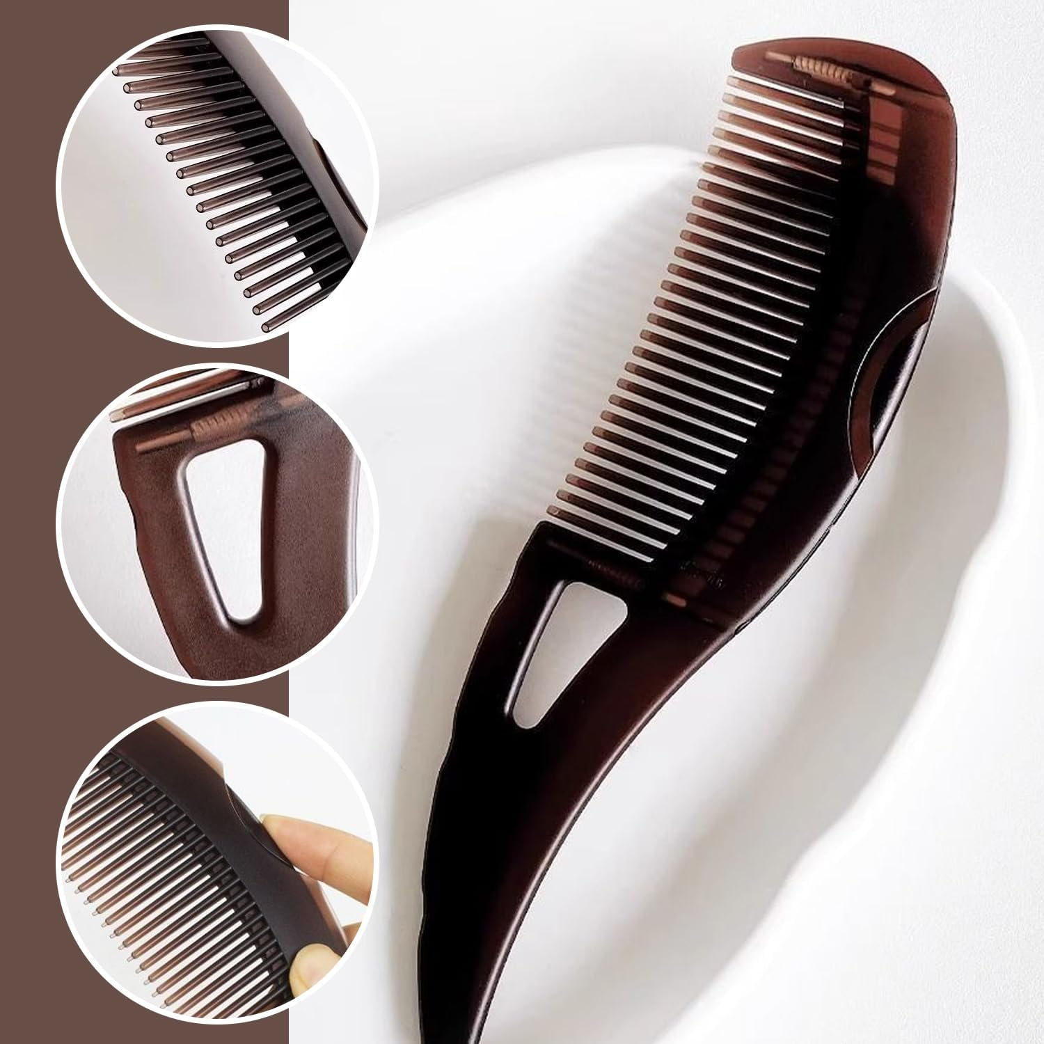 2 Pieces Fine Combs and 2 Pieces Wide Tooth Combs, Head Massage Combs, Scalp Tools, Hairdressing Salon Combs, Hair Styling Tools. image number 2