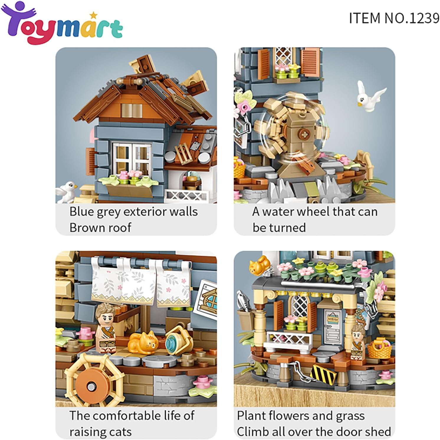 Toymart Windmill Music Box Building Set &ndash; Mini Brick Cottage House Kit with Rotating Blades and Working Music Box | 799 PCS DIY Mini Building Blocks for Teens and Adults image number 6