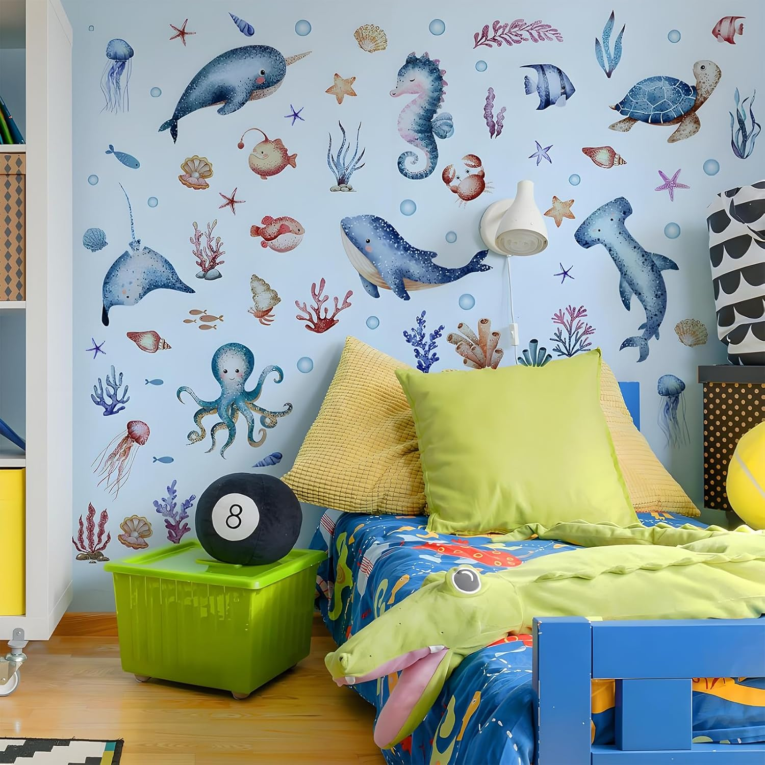 Ocean Wall Stickers - Removable, Peel and Stick, Wall Decor for Boys and Girls Bedroom, Living Room, Bathroom, Nursery, Playroom, Underwater Ocean Decor image number 4