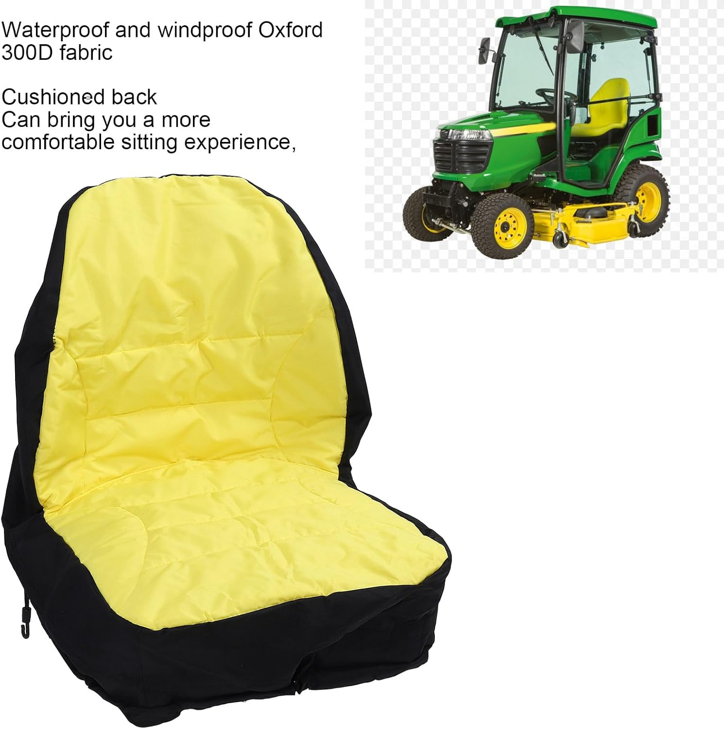 Tractor Seat Cover, LP95233 Water Proof Riding Lawn Mower Seat Cover, Compatible with John 3E 3R 4 M Series 1023E Tractor, Back up to 18In High, Oxford 300D Fabric image number 5