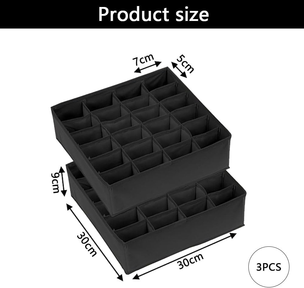 3 Pack Foldable Drawer Organizer Dividers for Clothes, Socks, Underwear, and Bras &ndash; Fabric Closet Storage Bins for Dresser, Nursery, or Wardrobe Organization image number 6