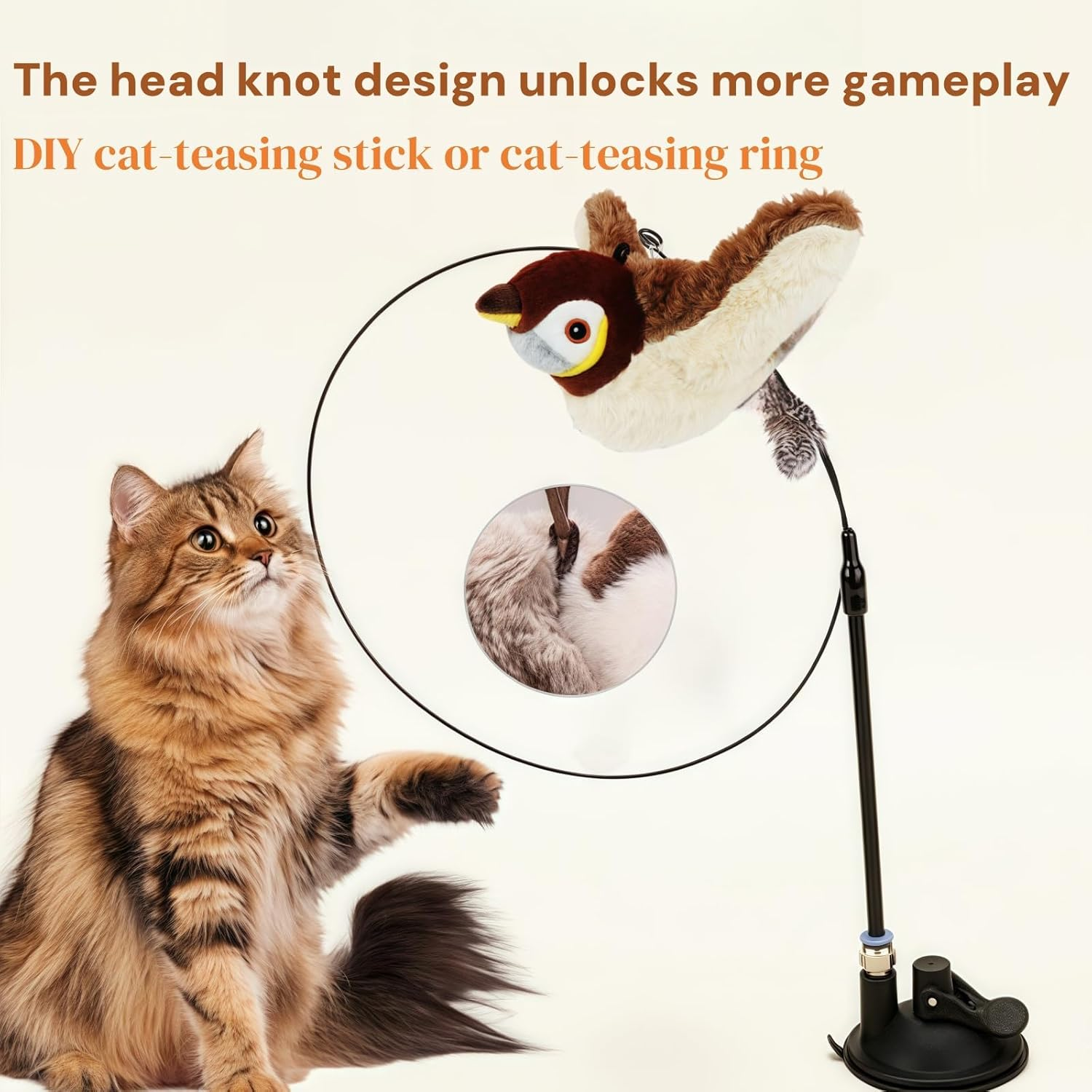 Interactive Cat Toys Flapping Bird,Plush Flying Bird Toy for Indoor Cats,Plush Kitten Exercise Toys, Touch Activated