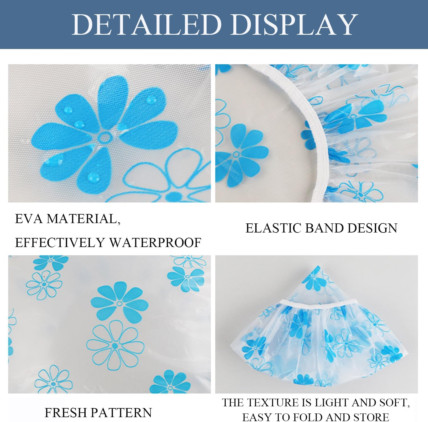 Xinghonyac 6 Pcs Shower Caps, Reusable Waterproof Shower Caps with Elastic Band for Facial Care, Bathing, Spa