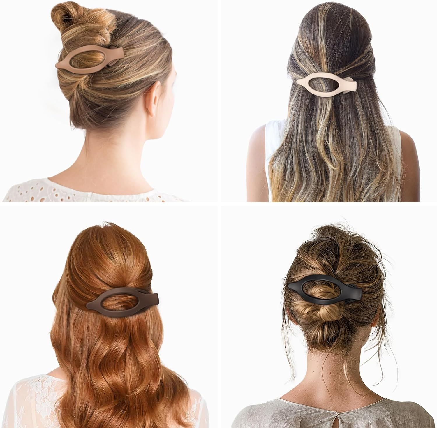 12 Pcs Flat Hair Clips for Women - 3 Styles Flat Claw Clips for Thin Thick Hair, Strong Hold Hair Accessories - Neutral image number 3