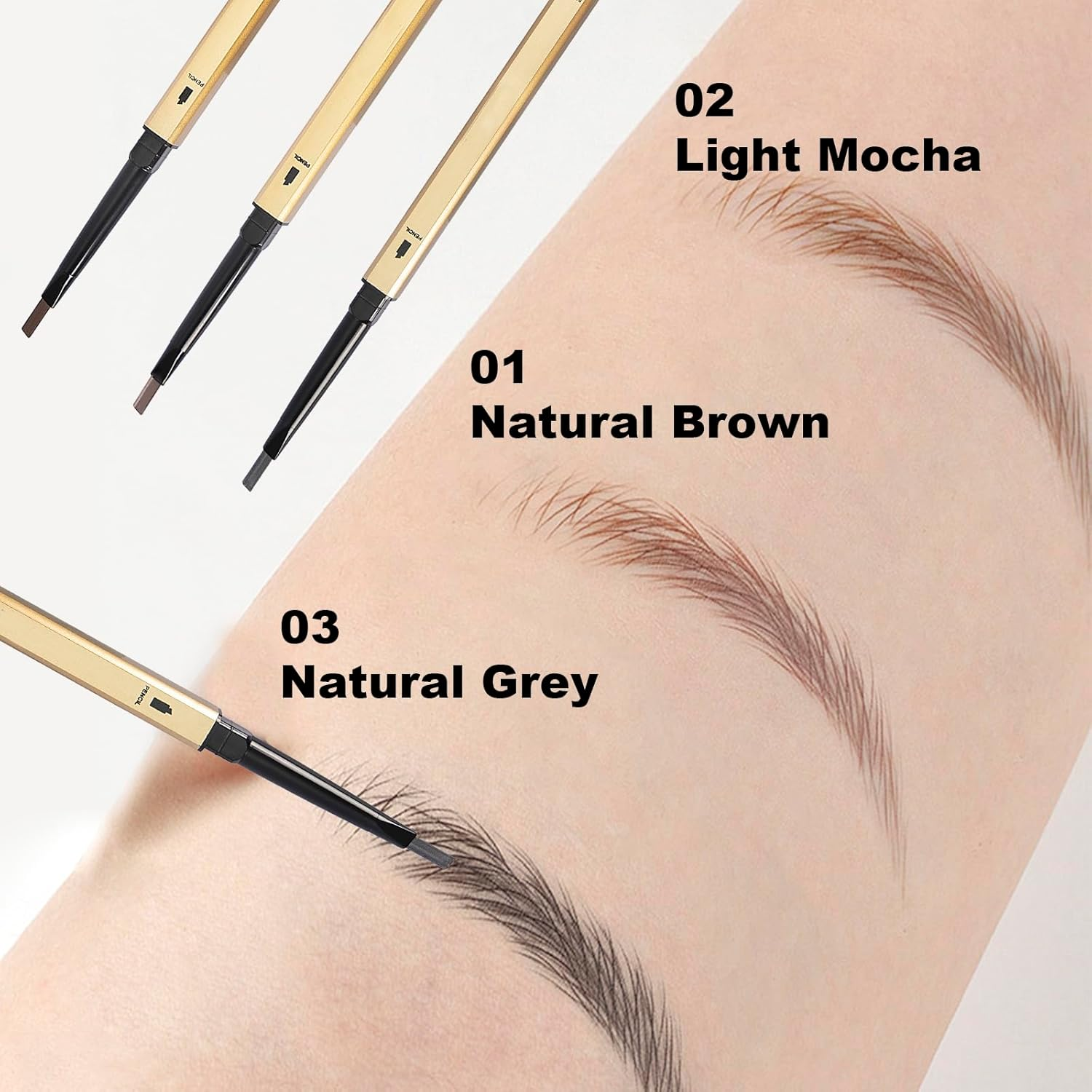 Eyebrown Pencil 3 Set | Gray | Long-Lasting Eyebrow Pencil for Soft Textured Natural Daily Look Eyebrow Makeup | Ultra-Precise Tip, Creamy Formula, Highly Pigmented, Soft Matte Finish, Vegan Formula, Dual-Sided, Fills Brows Makeup image number 3
