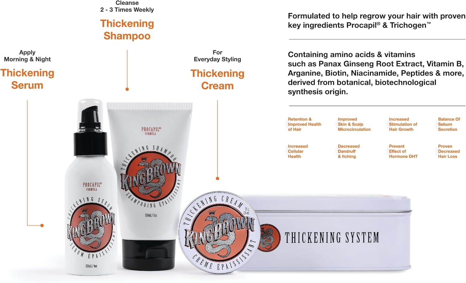 King Brown Thickening Shampoo - Cleanses Scalp, Helps Block DHT Absorbtion, Improves Microcirculation,150Ml image number 1