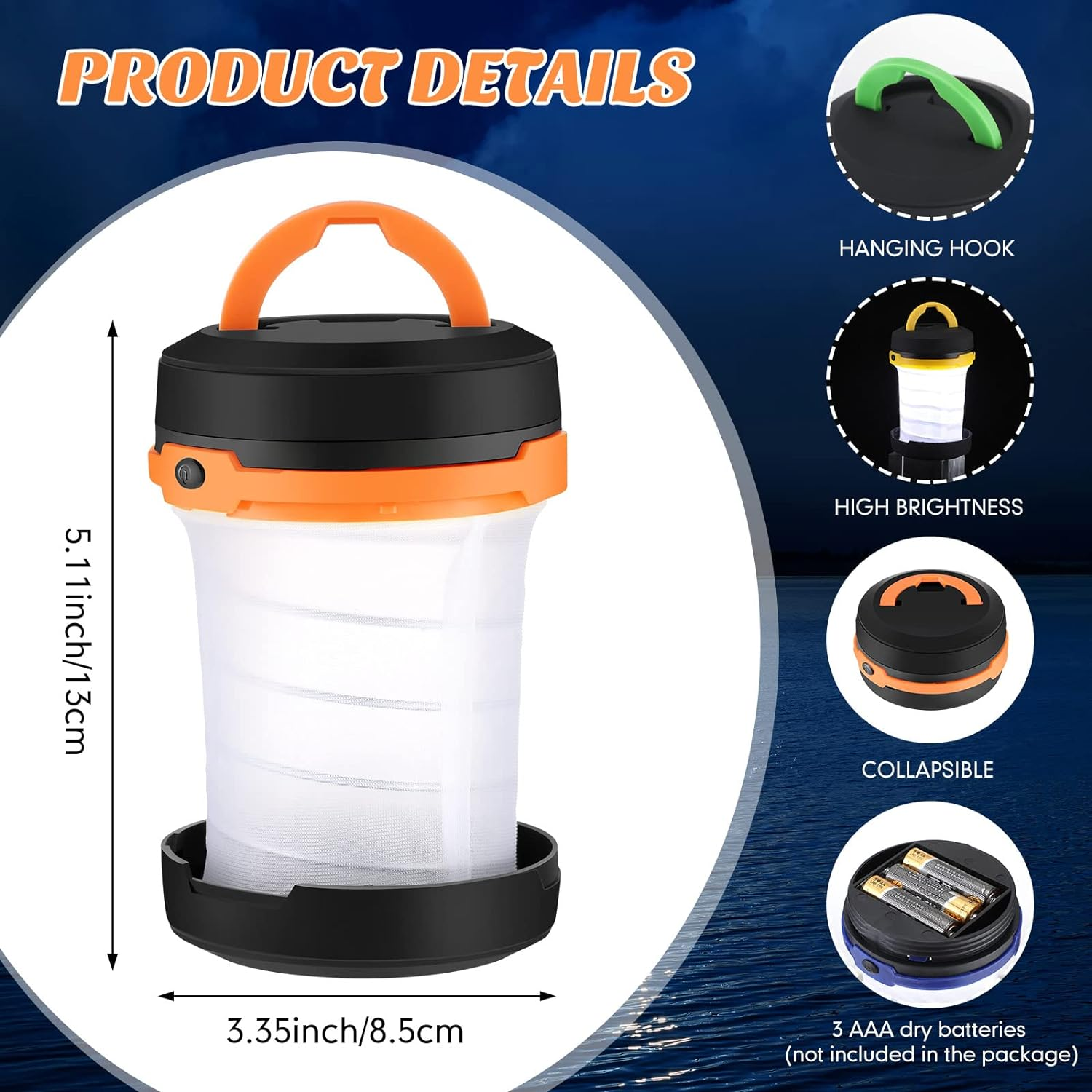 Retisee 4 Pcs Collapsible LED Camping Lantern Battery LED Operated Camping Lantern Lights Lantern Flashlight Portable Lamp Camping Accessories for Emergency Power Outage Hiking Tent Outdoor, 4 Colors image number 1