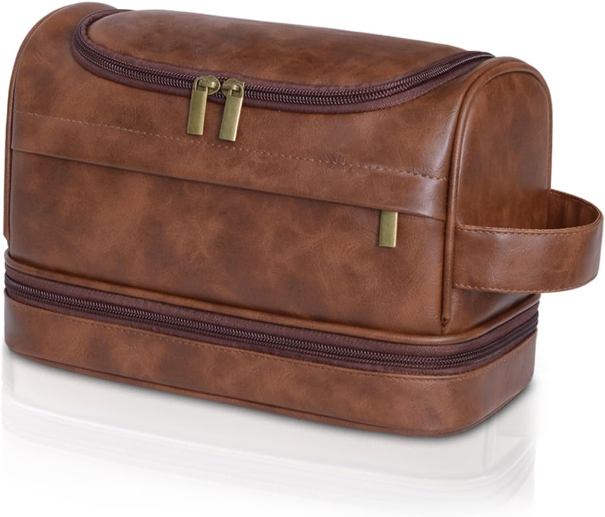 Toiletry Bag for Men, Large Leather Travel Pouch Bag with Hanging Hook,Travel Essentials Dopp Kit, Men'S Shaving Grooming Kit,Gifts for Father, Dad, Boyfriend, Grandpa, Shaving Kit