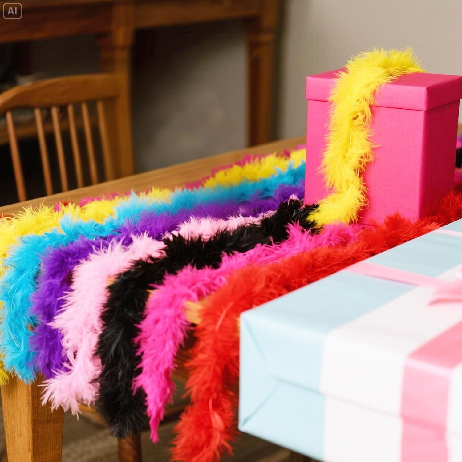 Dqwtb 10 Pcs Feather Boas Artificial Fluffy Boas 6.6Ft Colorful Feather Boas Rainbow Feather Scarf for Women Girls Costume Christmas Birthday Wedding Halloween Party Bulk