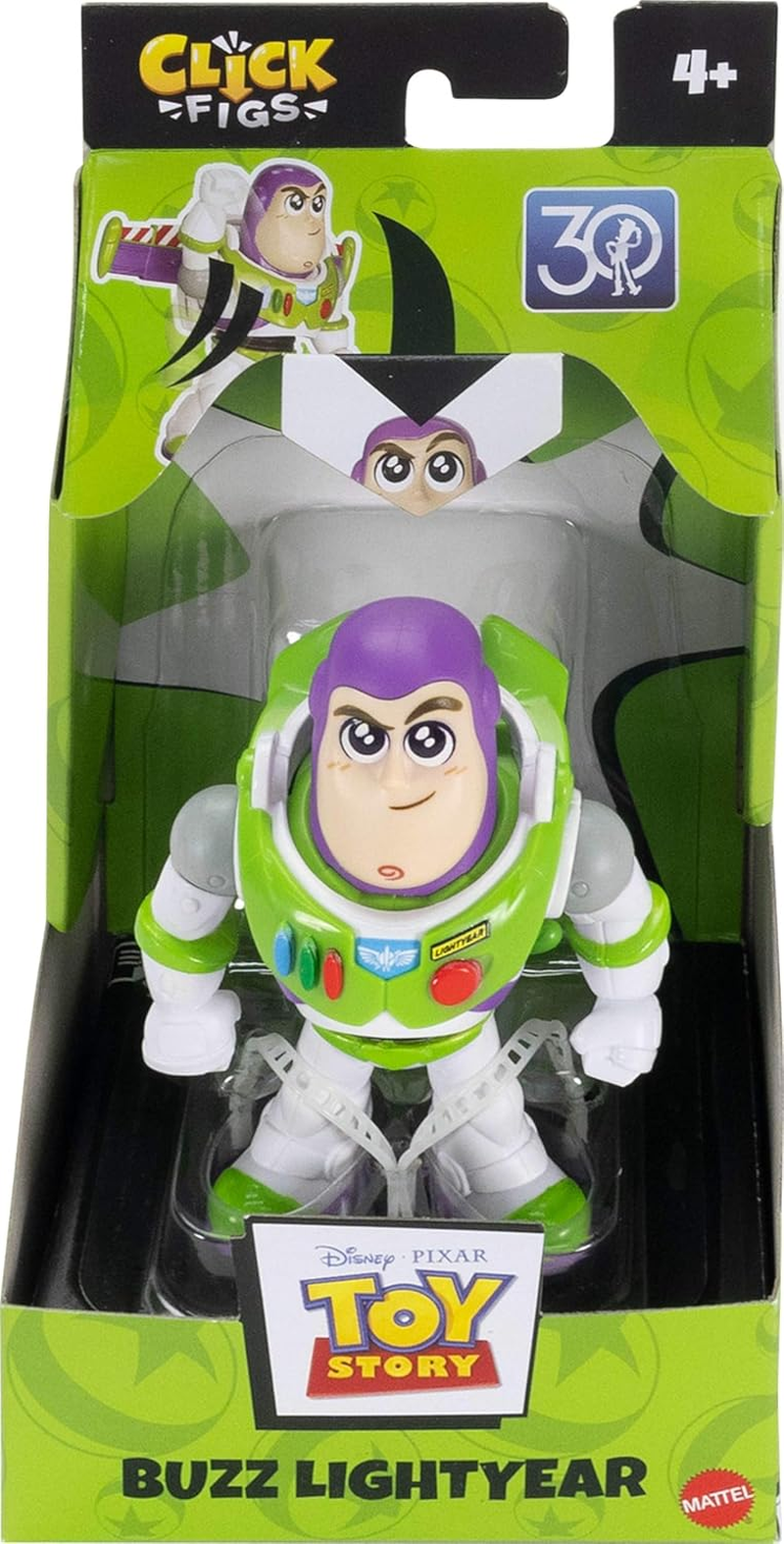 Mattel Disney Pixar Click Figs Buzz Lightyear, Toy Story 3.5-Inch Movie Toy with Pop up Action Move, Wings Out & Arm up Motion, Clicker Sound image number 4