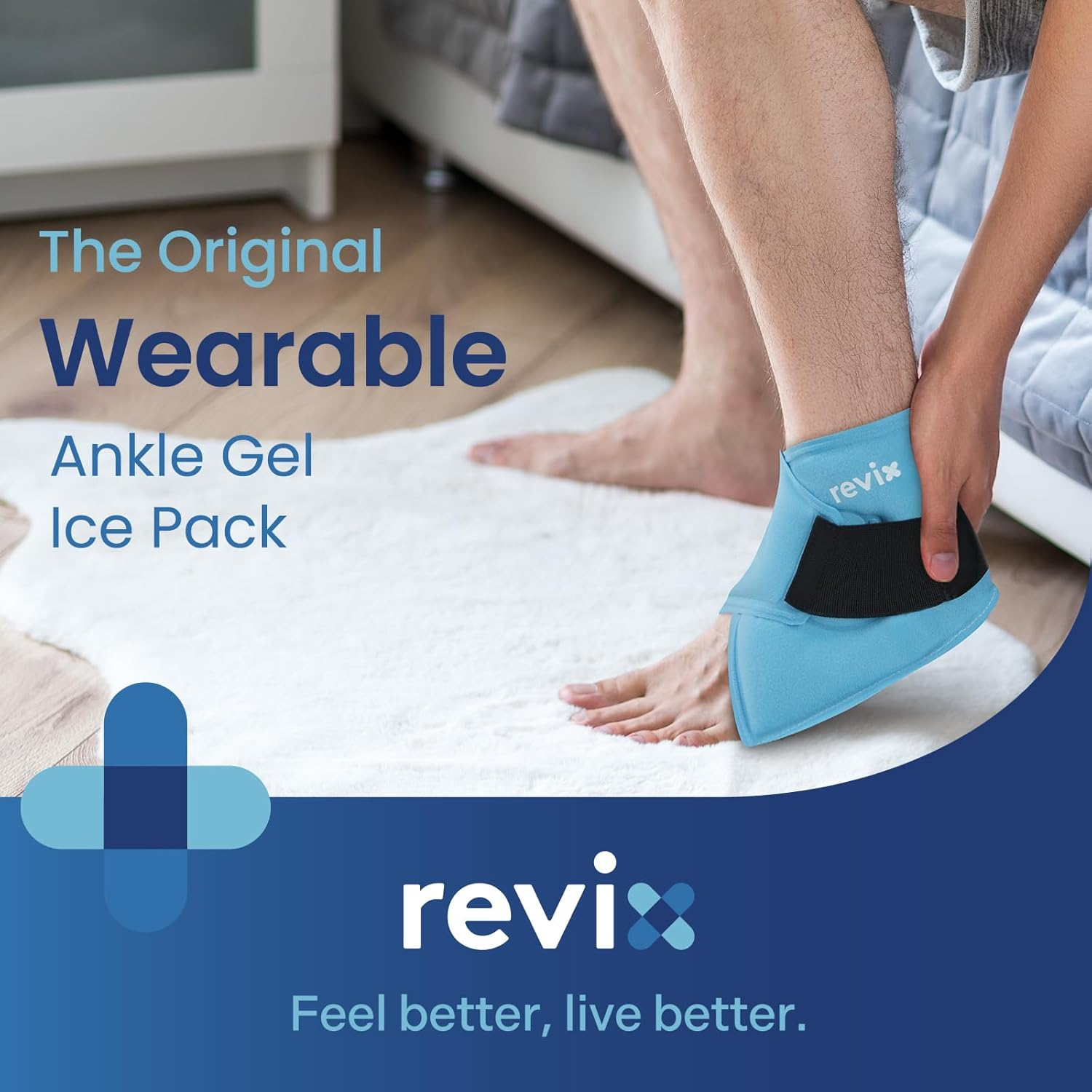 REVIX Ankle Ice Pack Wrap &ndash; Reusable Gel Cold Compression for Foot Discomfort, Ice Wrap for Feet Swelling and Recovery, Plantar Fasciitis, Achilles Tendonitis, and Sprained Ankles image number 4