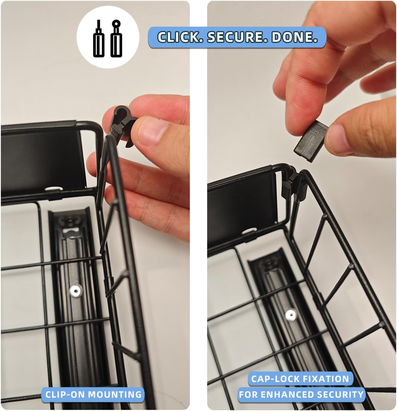 AVITONG 2 Pack Pull Out Cabinet Organiser Basket Set, Slide-Out Storage Drawers for Kitchen Pantry, Adhesive Installation, 1 Large + 1 Small Set, No Drilling