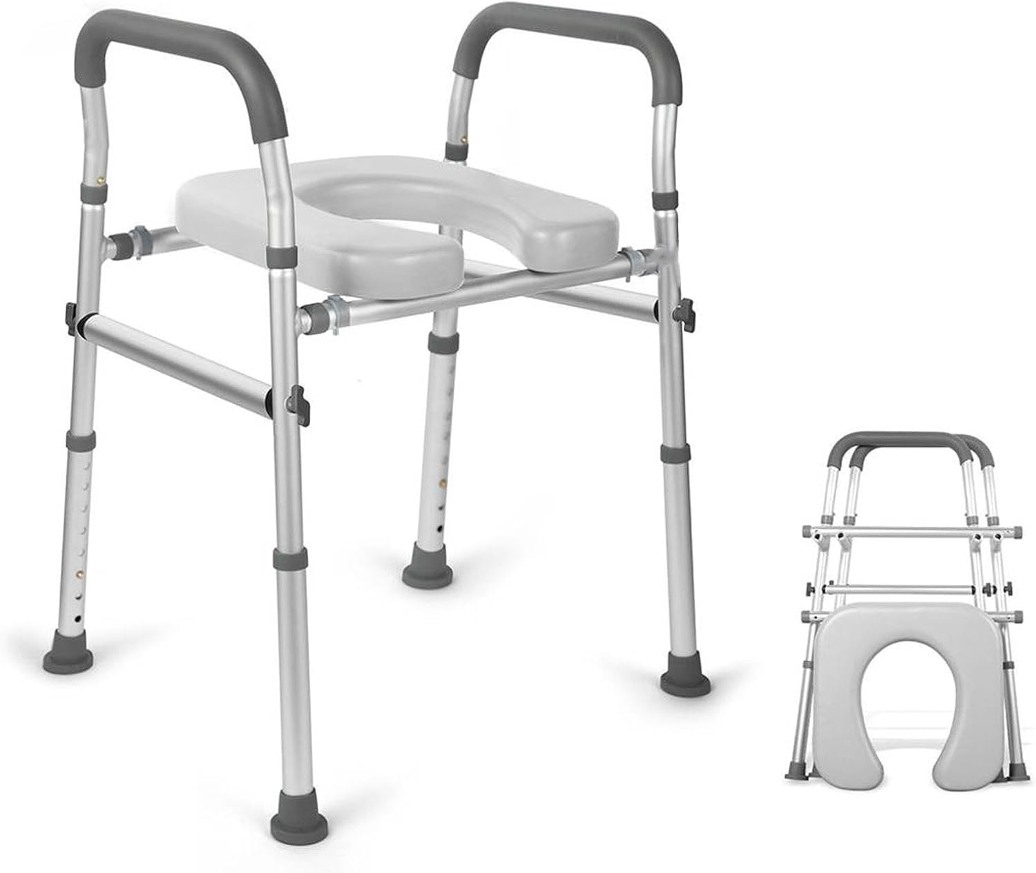 Raised Toilet Seat 8-Level Adjustable 17" - 24", 450 Lbs Capacity, Universal Toilet Riser with Armrests & Storage for Elderly, Pregnant Women Disabled image number 5