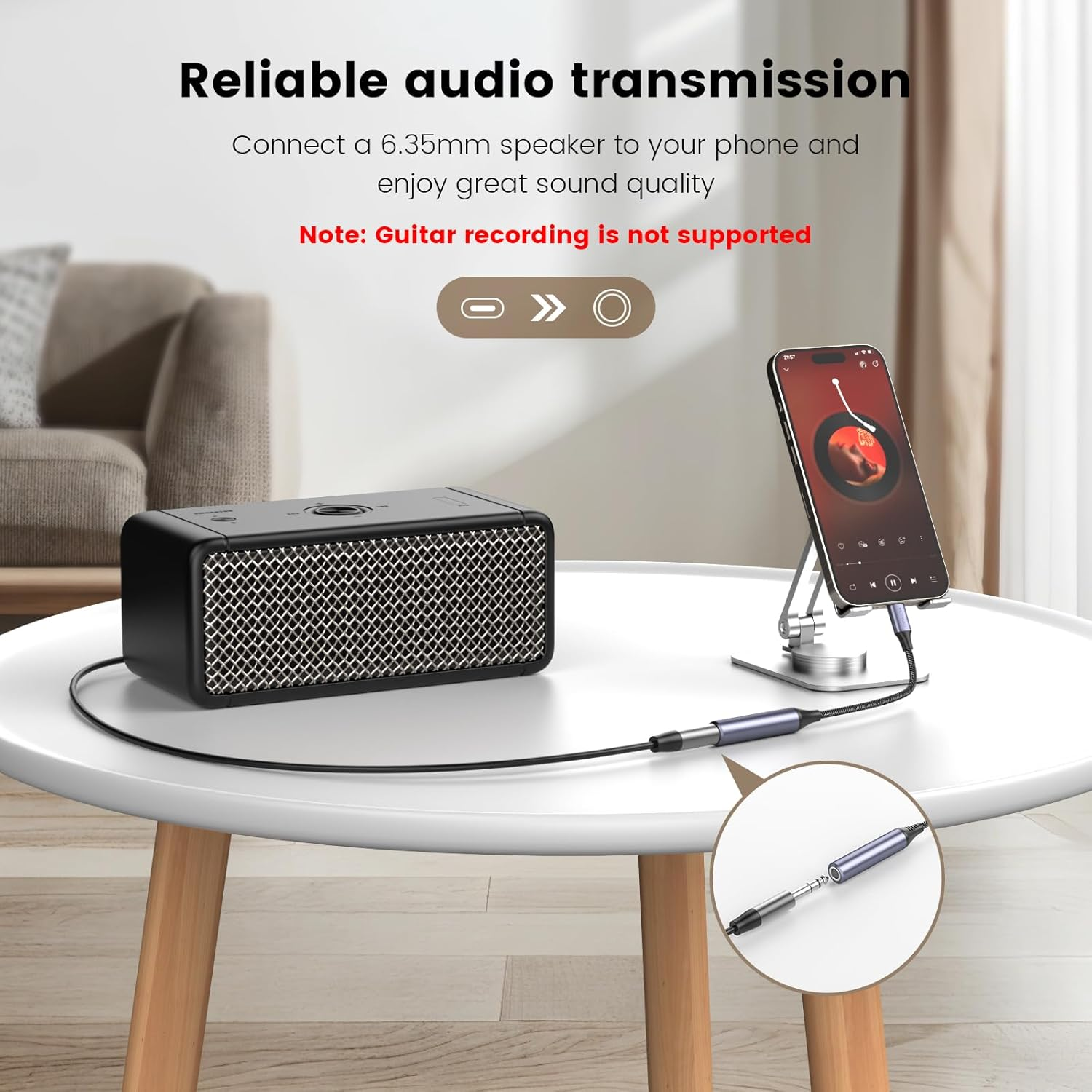 MOSWAG USB Type C to 1/4 Headphone Adapter, USB C to 6.35Mm TRS Audio Cable Stereo Jack Audio AUX Adapter Compatible with Amplifiers, Mixer, Home Theater, Smartphones, Laptop, 6.35Mm Headphones image number 5