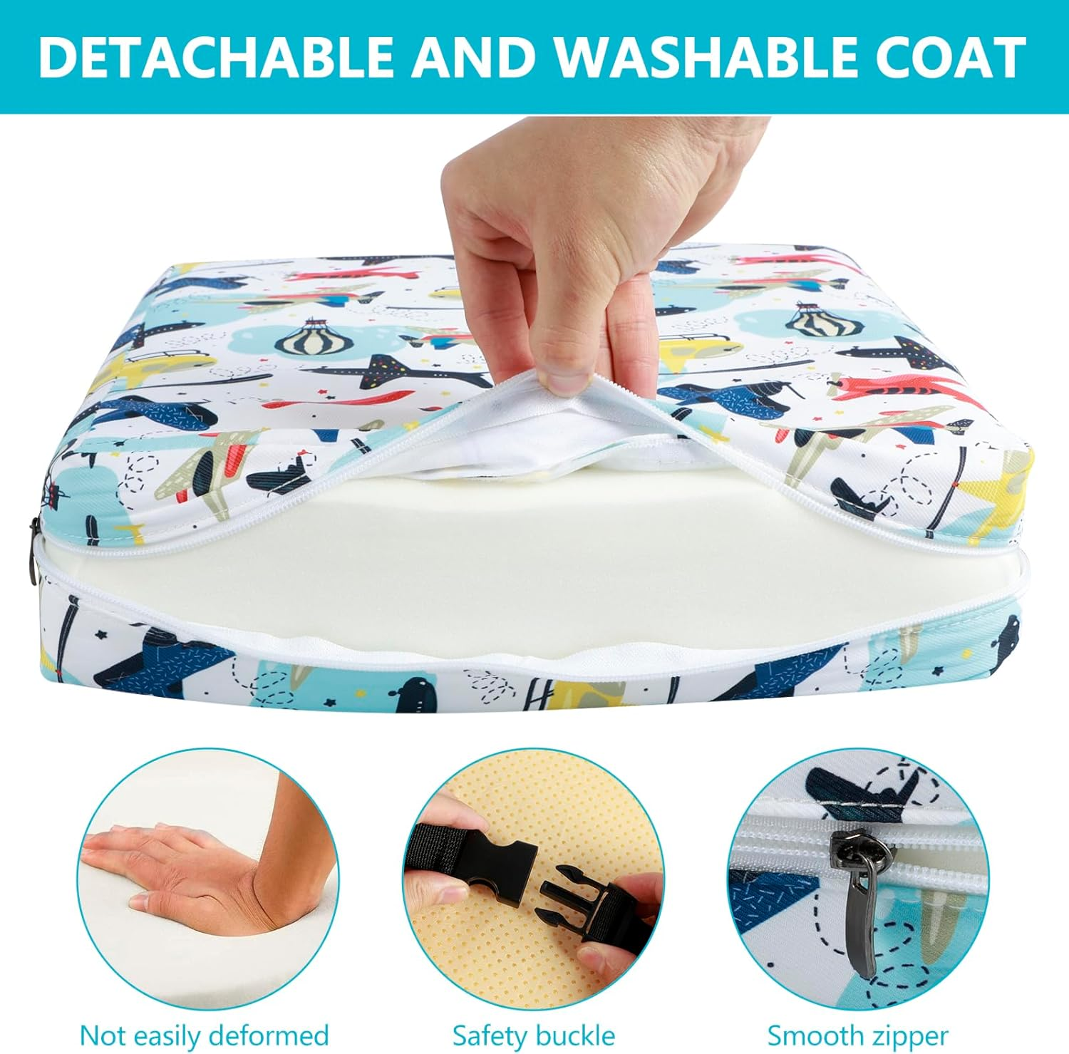 Child Dining Table Booster Seat,Chair Booster Seat,Travel Booster Seat,Booster Seat Pad,Kid Booster Seat,Non Slip Booster Seat,Cute Booster Seat Cushion for Dining Table Toddler Kids (Airplane) image number 5